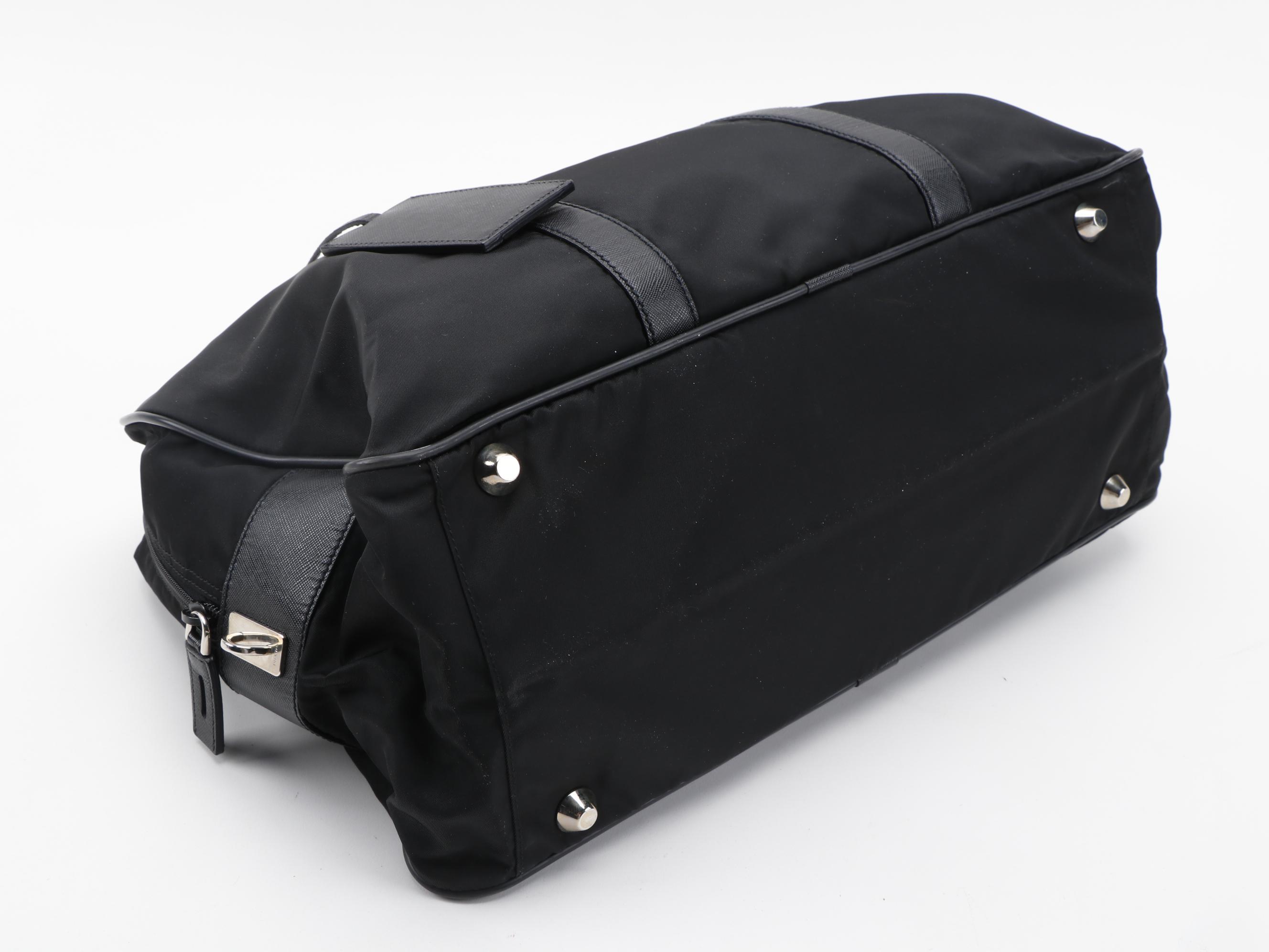 Prada Travel Bag in Black Nylon with Saffiano Leather Trim