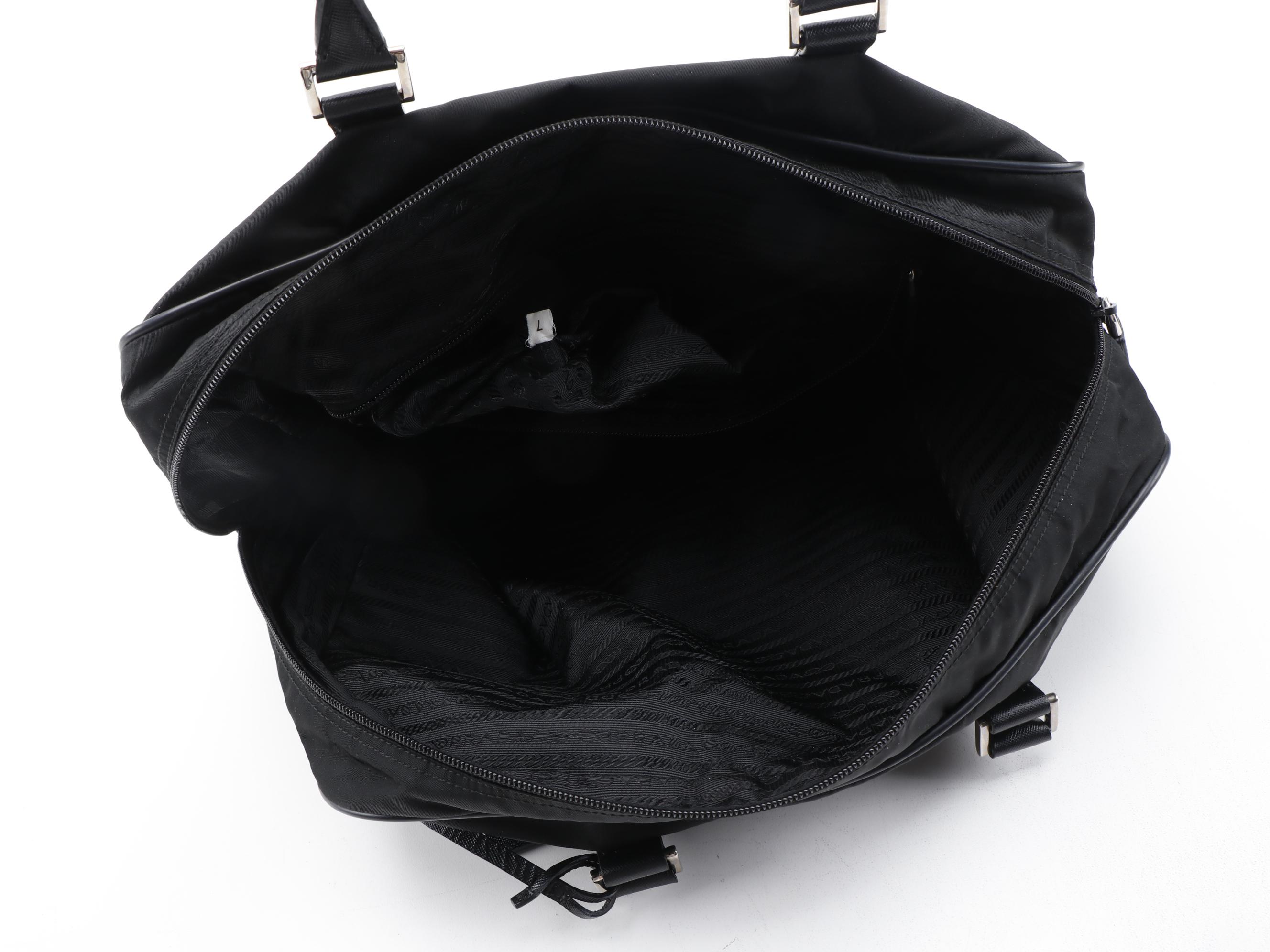 Prada Travel Bag in Black Nylon with Saffiano Leather Trim