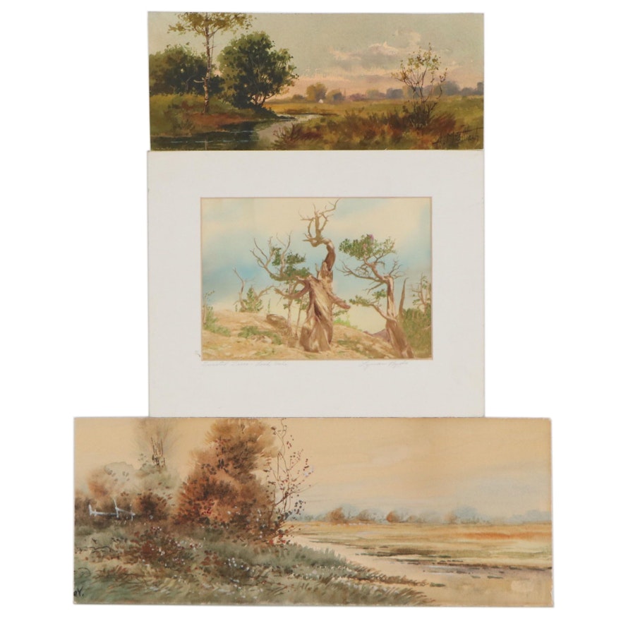 Landscape Watercolor Paintings, Early 20th Century