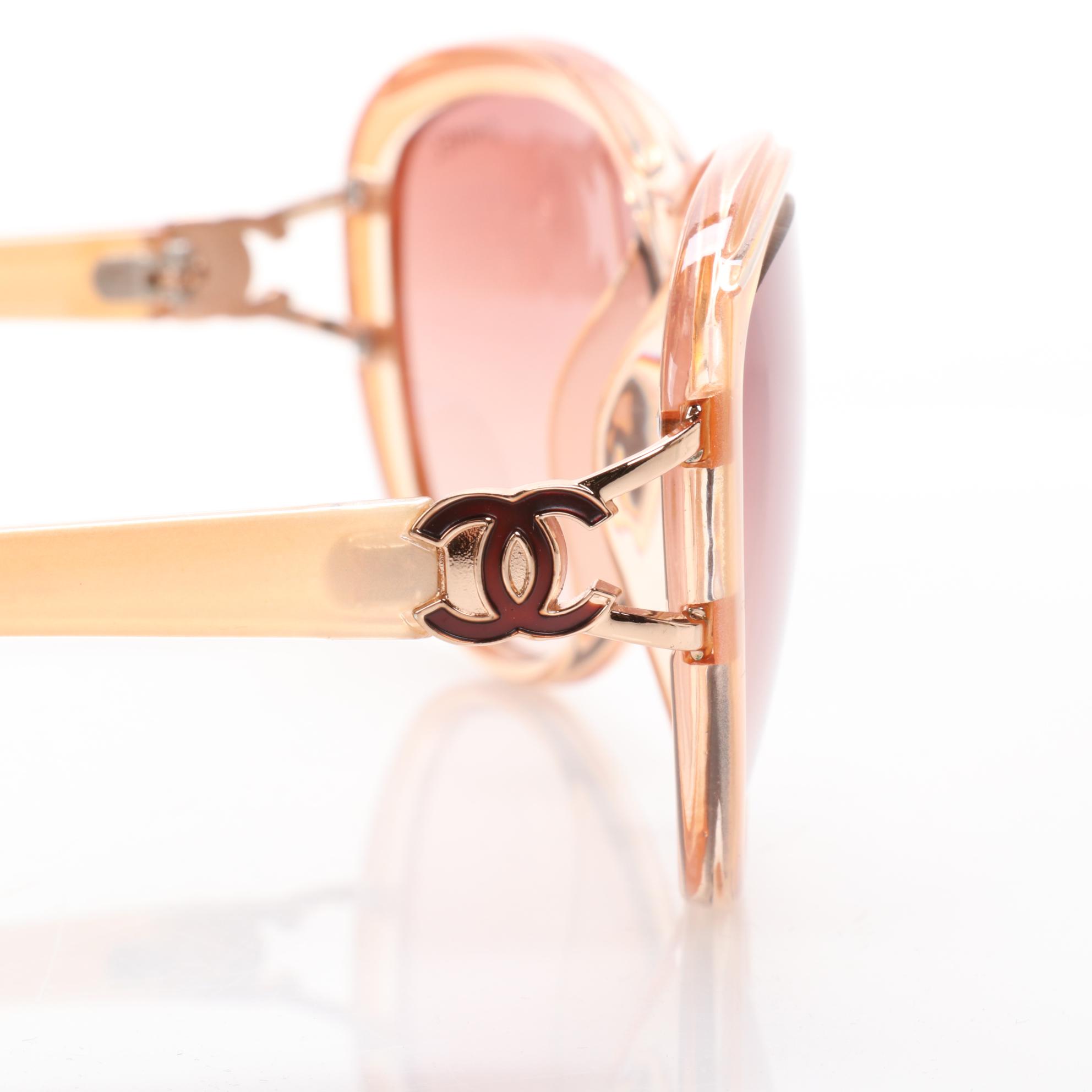 Chanel CC Modified Cat Eye Sunglasses in Blush Pink with Case