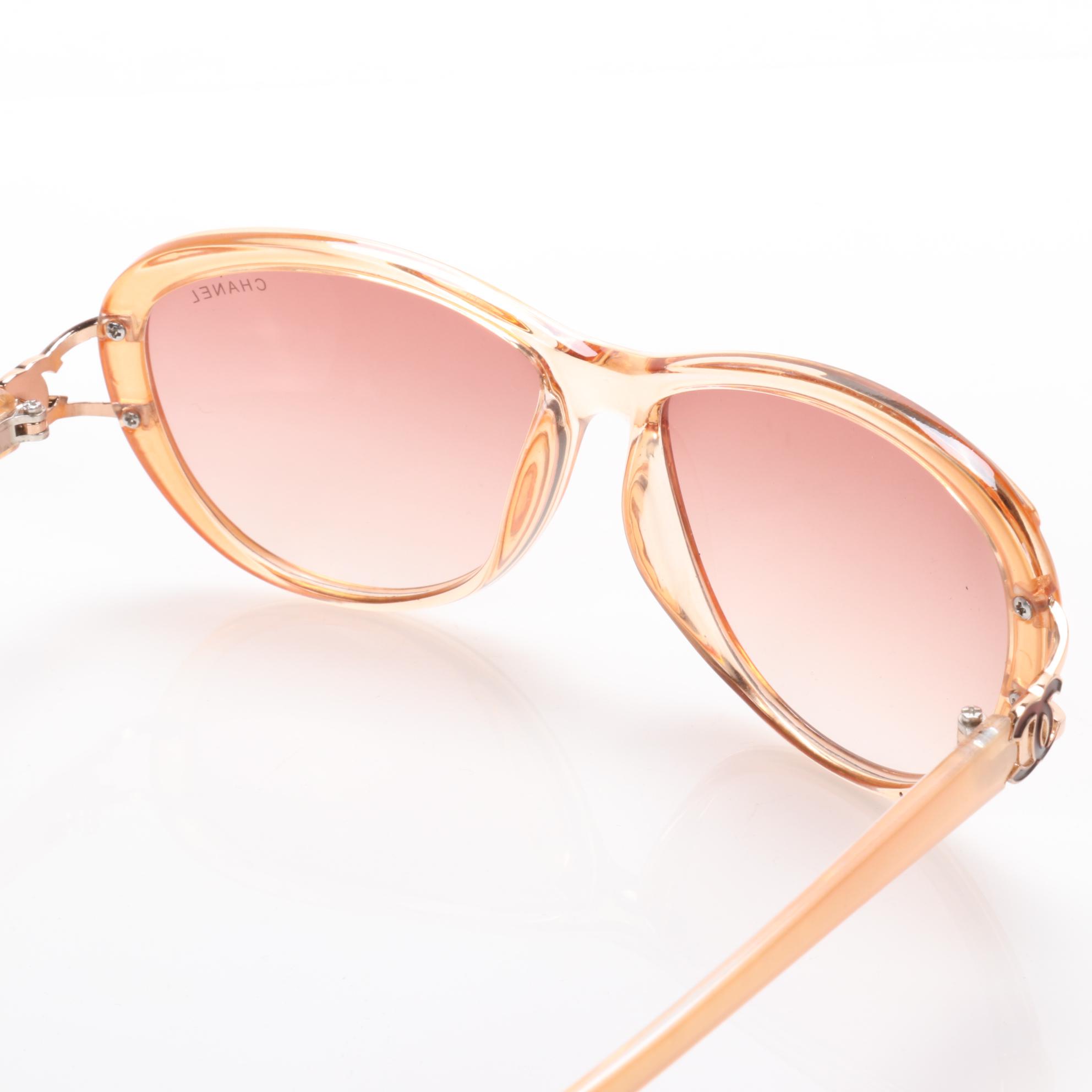 Chanel CC Modified Cat Eye Sunglasses in Blush Pink with Case