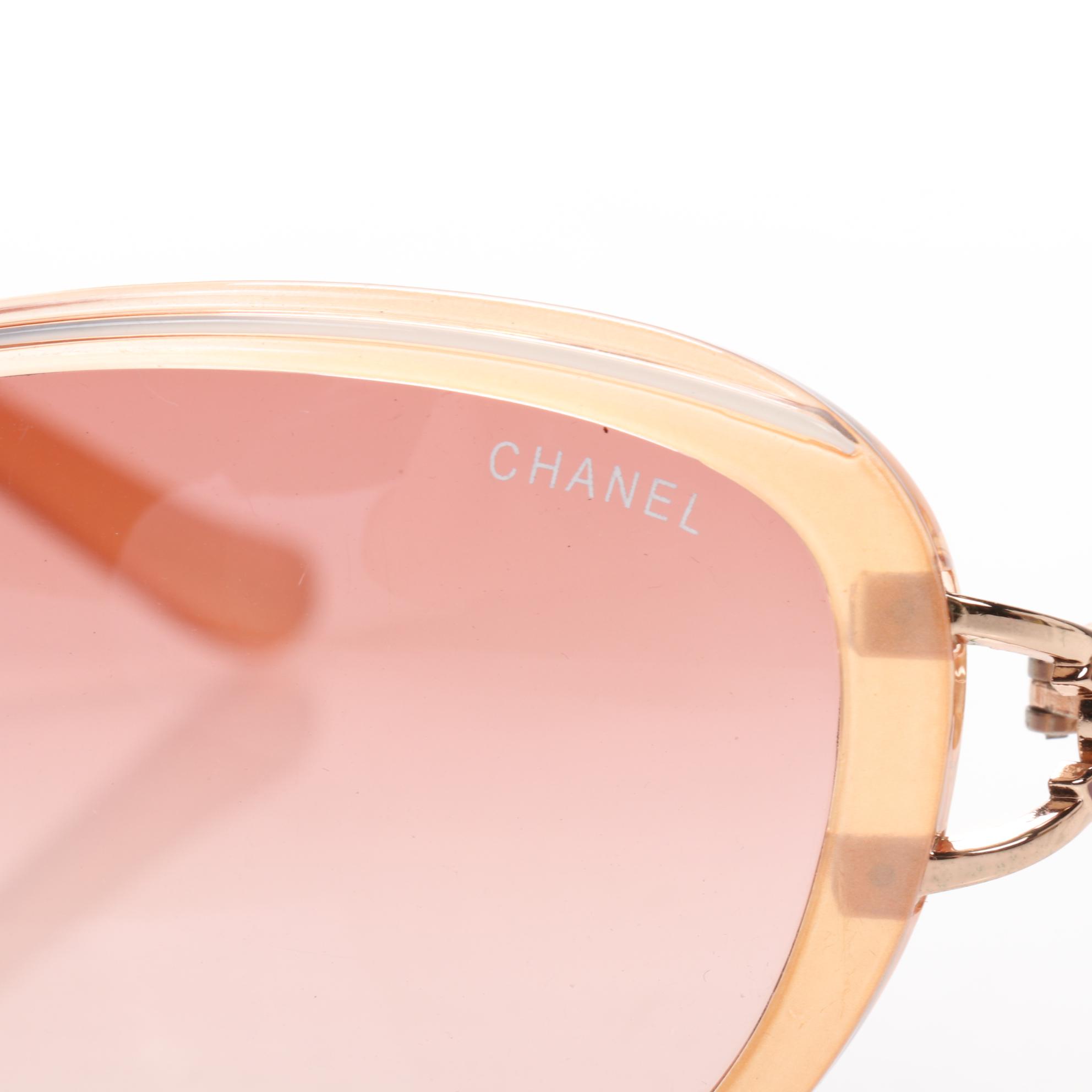 Chanel CC Modified Cat Eye Sunglasses in Blush Pink with Case