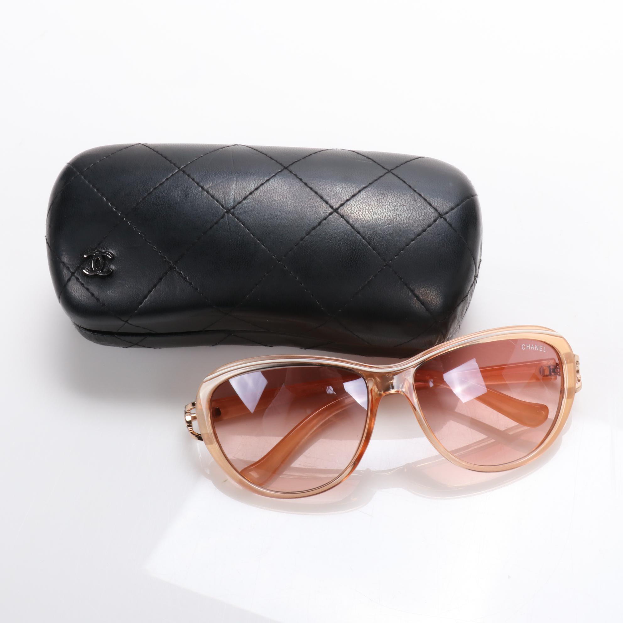 Chanel CC Modified Cat Eye Sunglasses in Blush Pink with Case