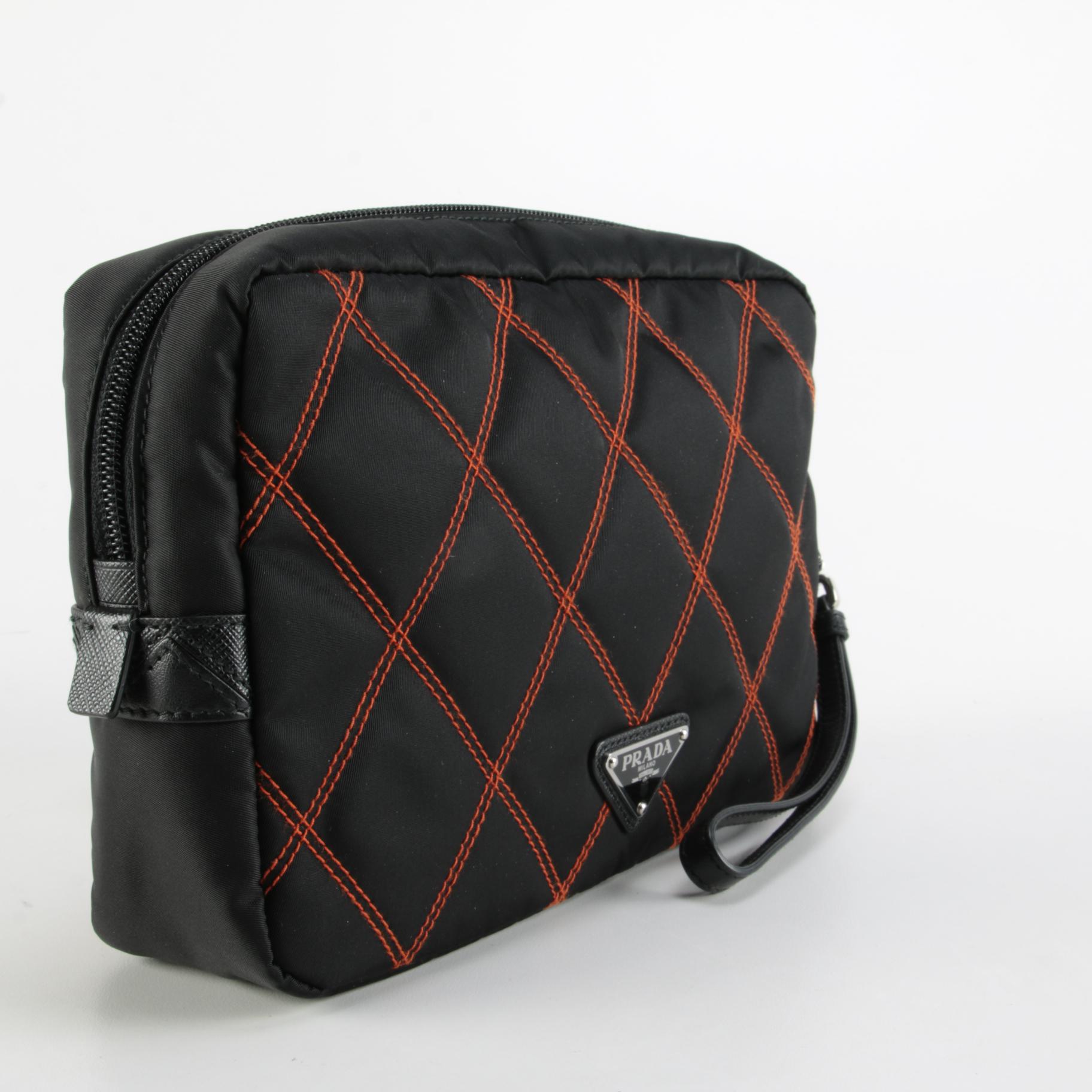 Prada Impunto Quilted Tessuto Nylon Wristlet Pouch