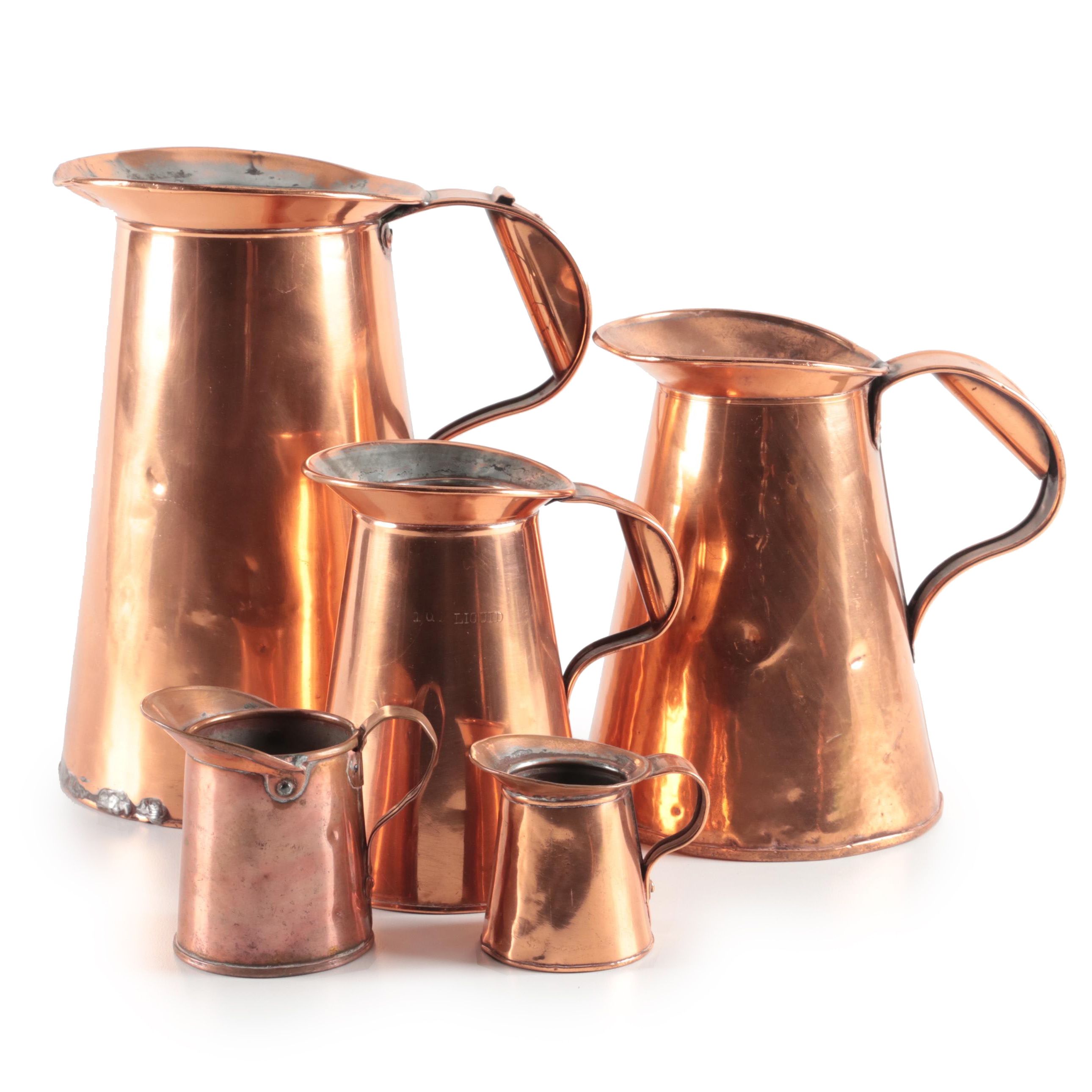 Graduated Copper Liquid Measures, Late 19th Century