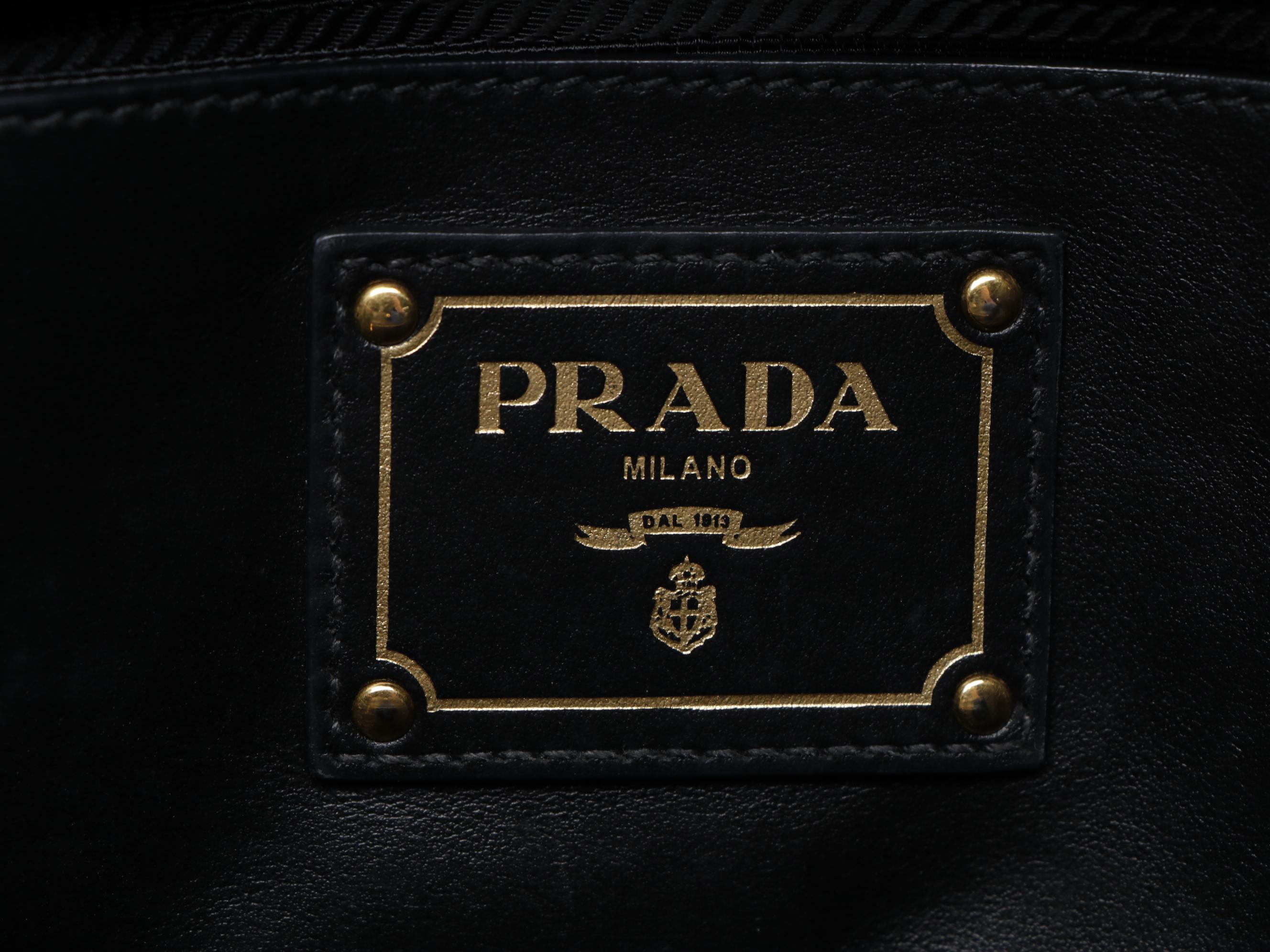 Prada Front Pocket Wing Black Leather Two-Way Tote