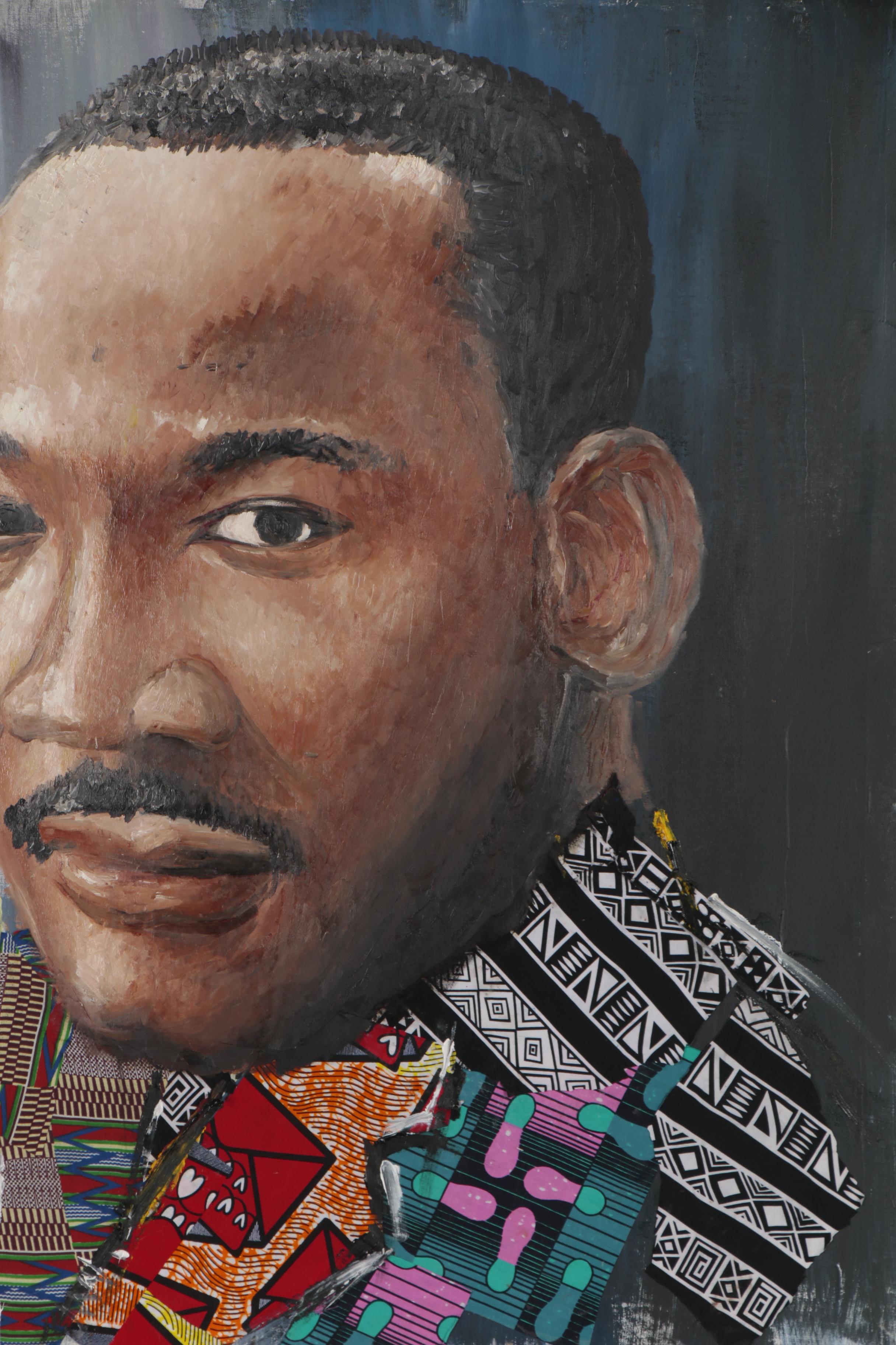 Stephen Aifegha Mixed Media Painting "Martin Luther King," 2020