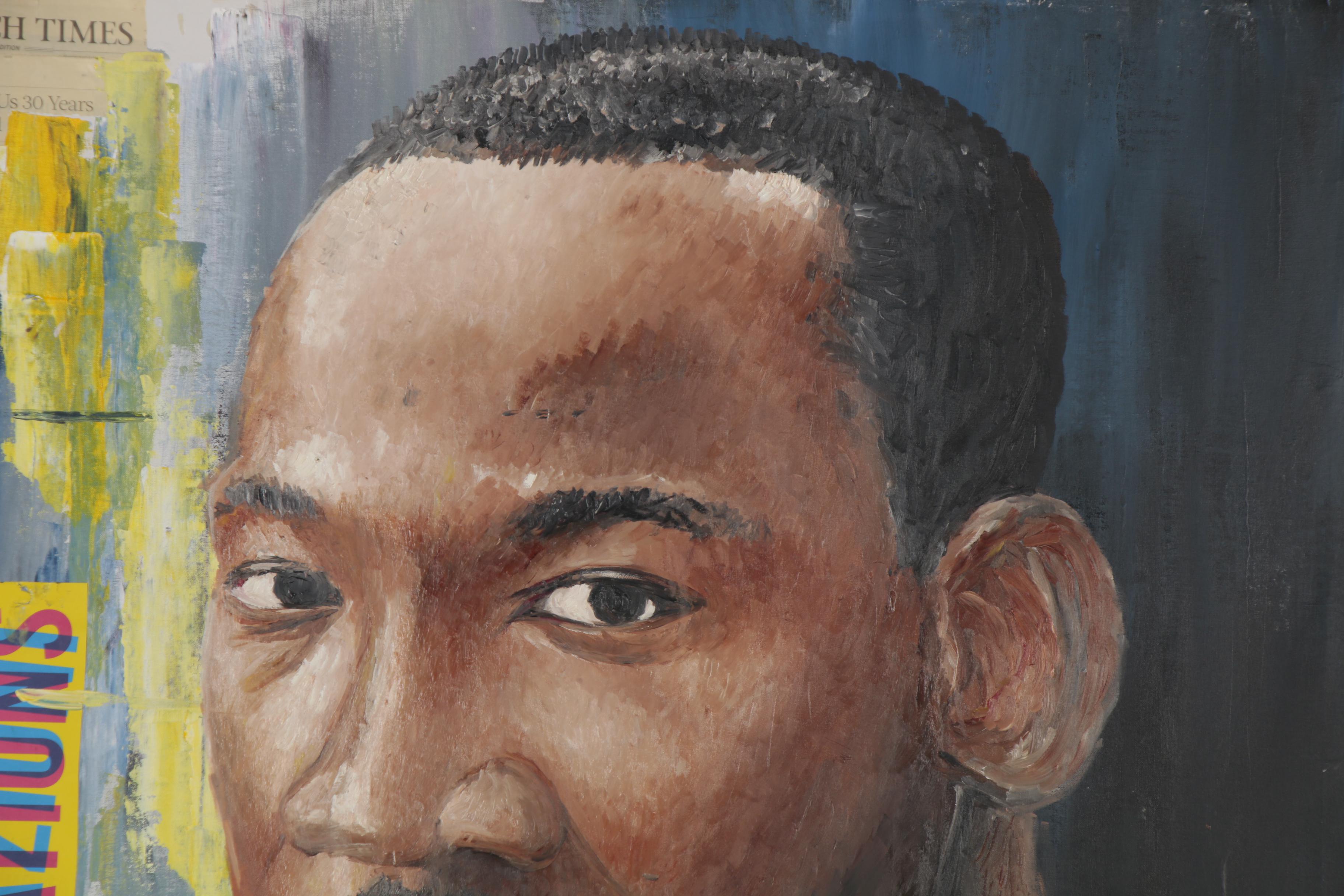 Stephen Aifegha Mixed Media Painting "Martin Luther King," 2020