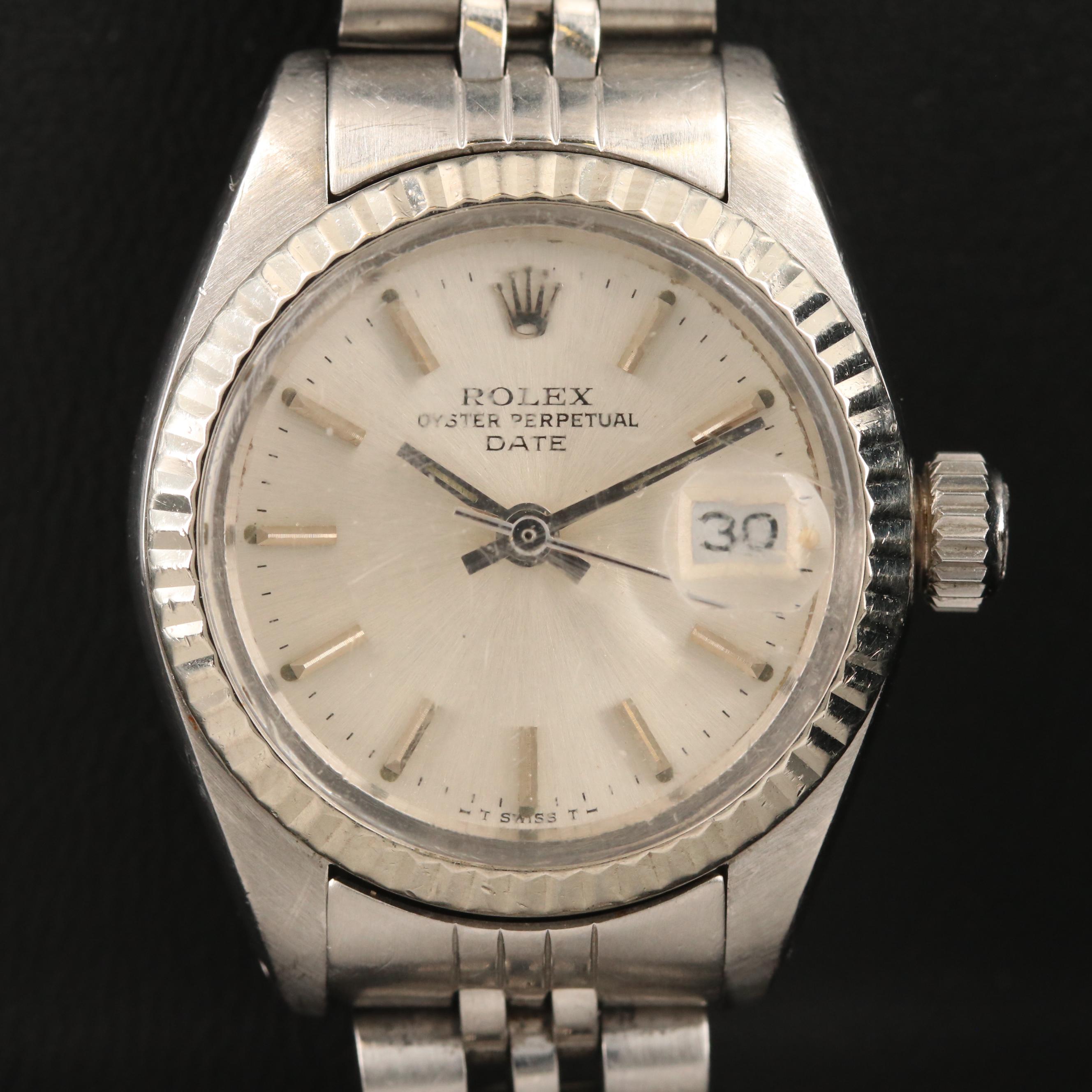 1979 Rolex Date 18K White Gold and Stainless Steel Automatic Watch