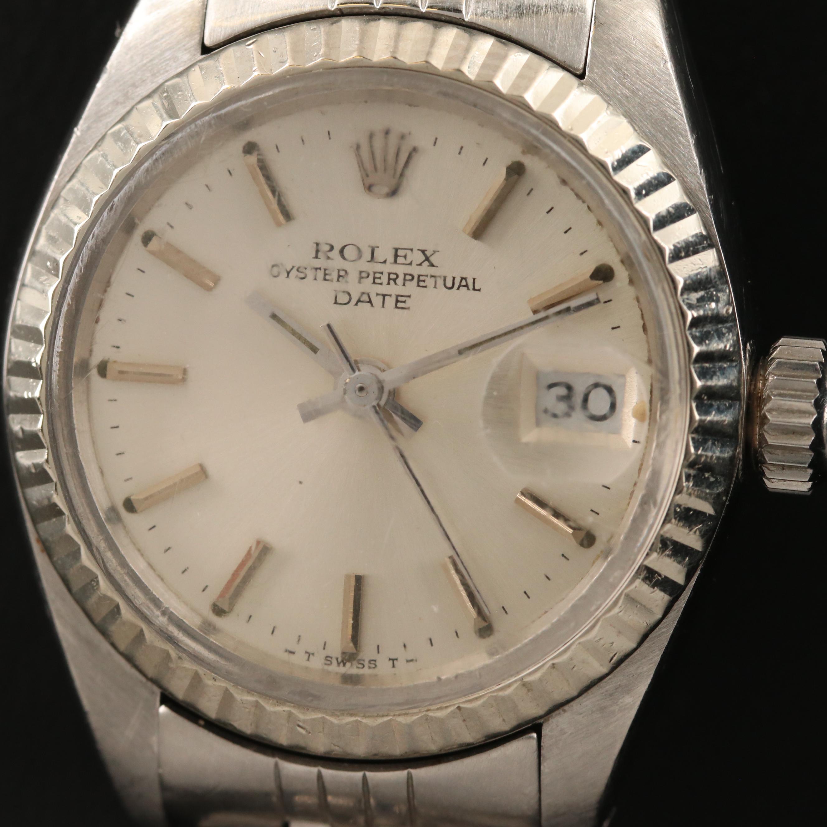 1979 Rolex Date 18K White Gold and Stainless Steel Automatic Watch