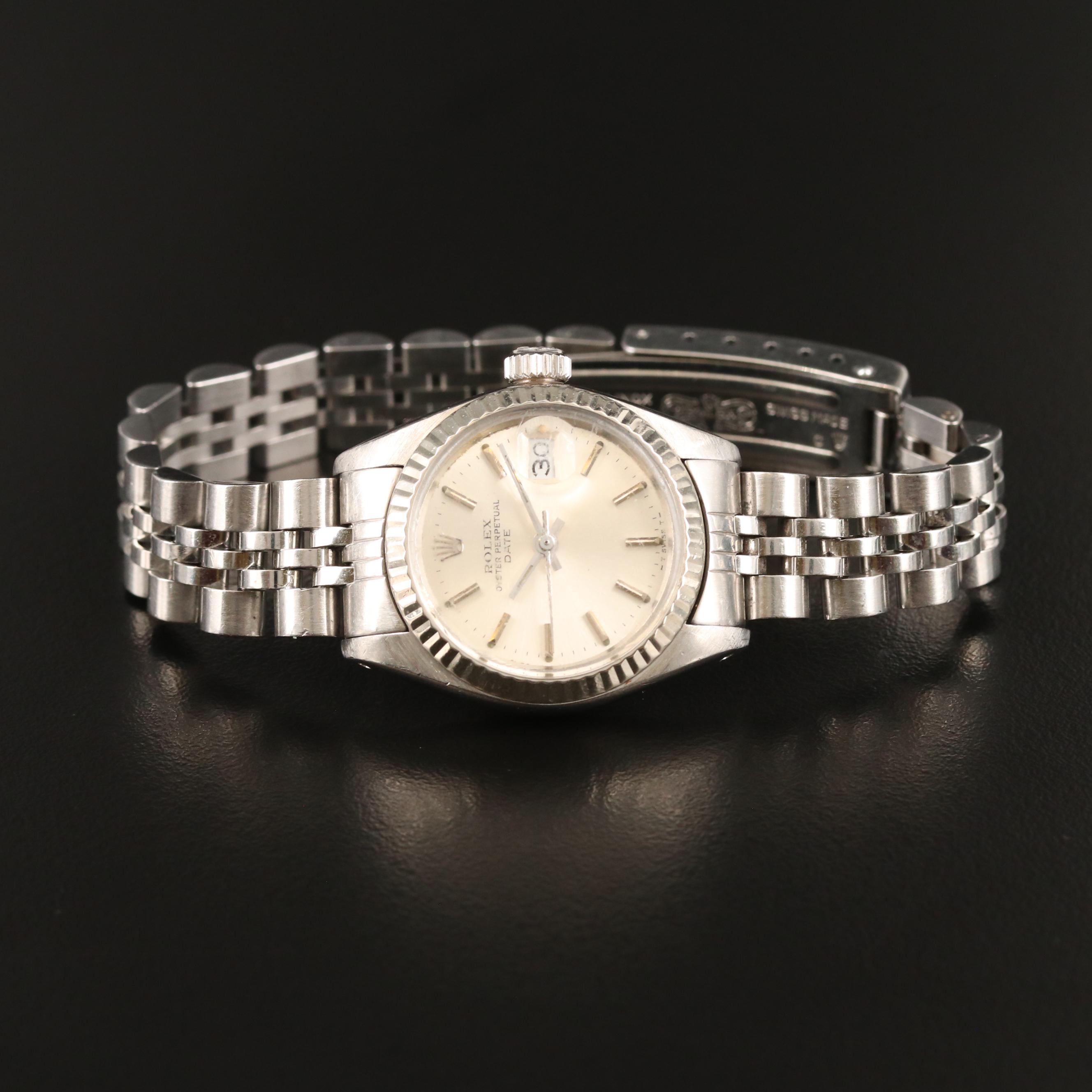 1979 Rolex Date 18K White Gold and Stainless Steel Automatic Watch