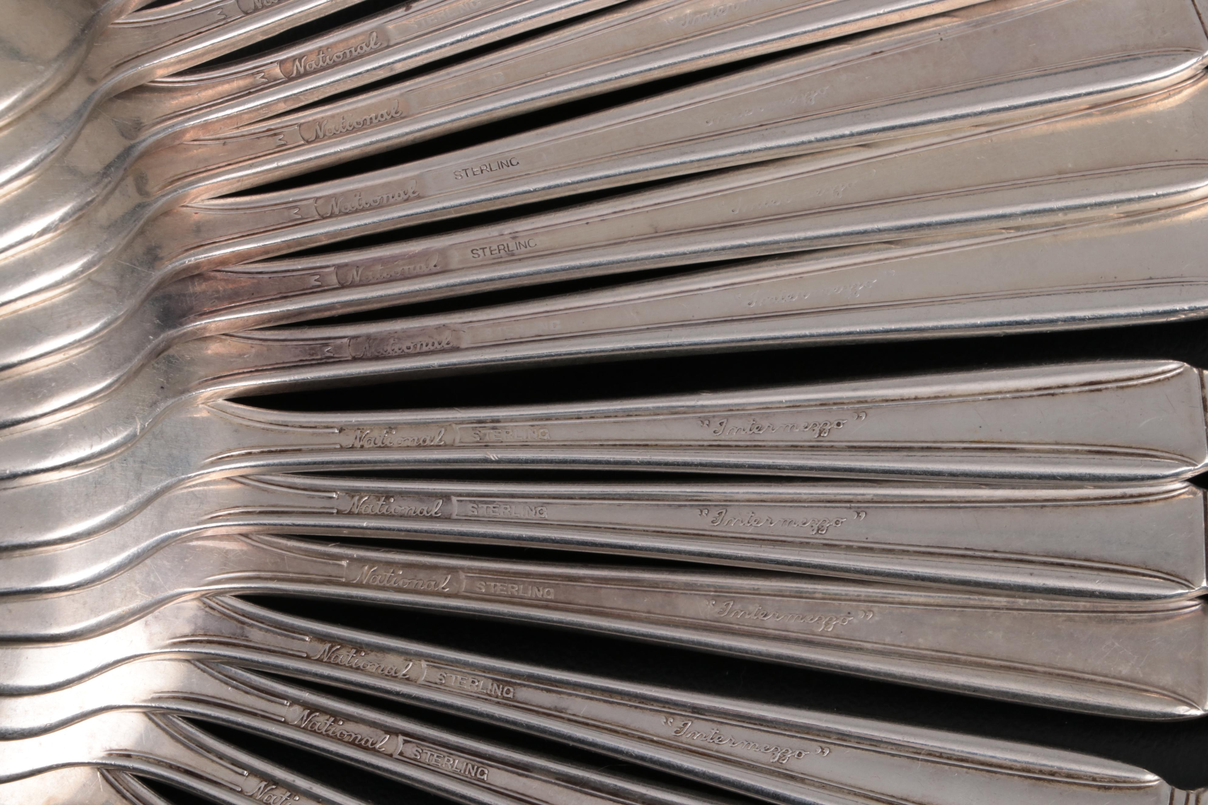 National Silver Co. "Intermezzo" Sterling Silver Flatware and Serving Utensils