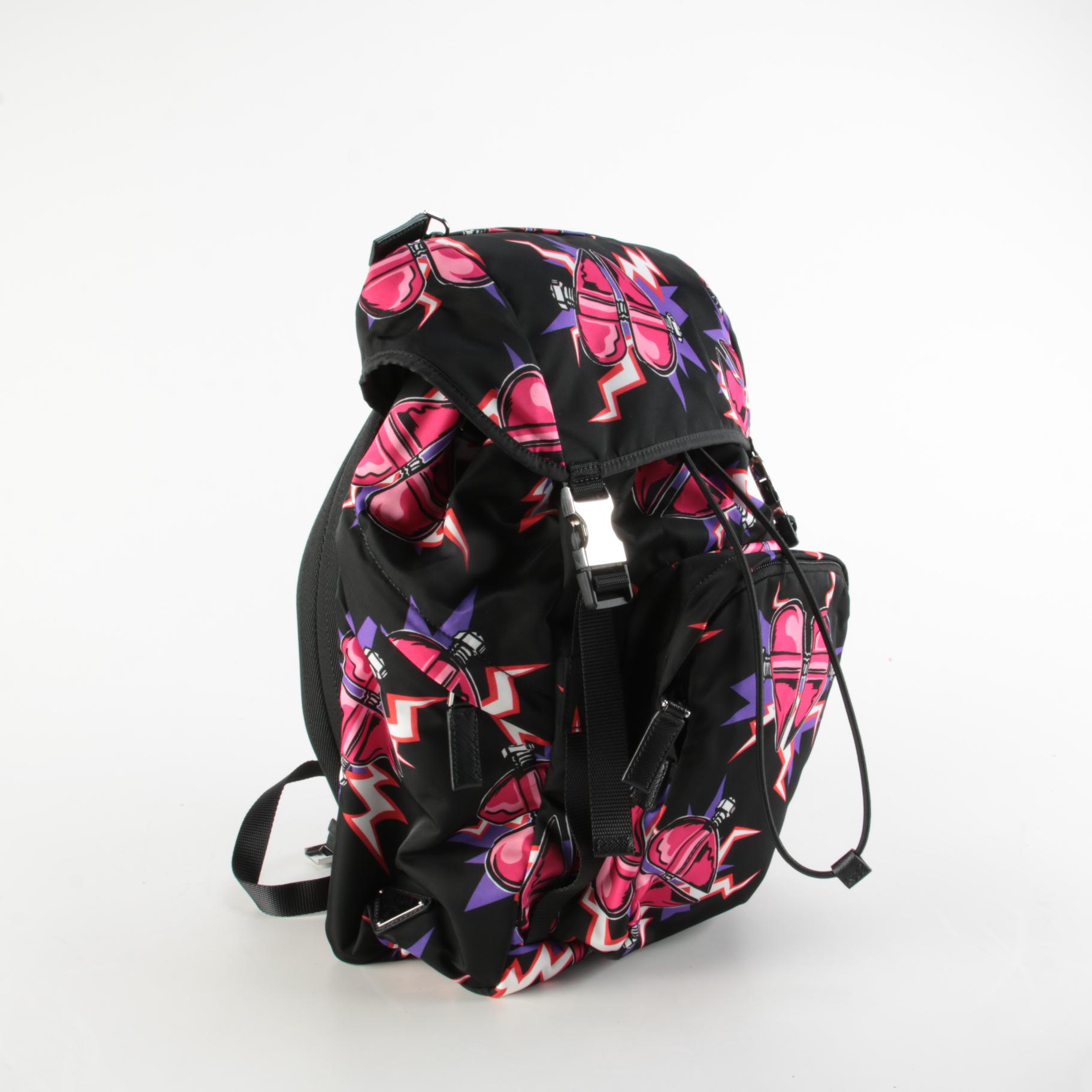 Prada x Universal Studios Frankenstein Drawstring Backpack in Printed Tessuto