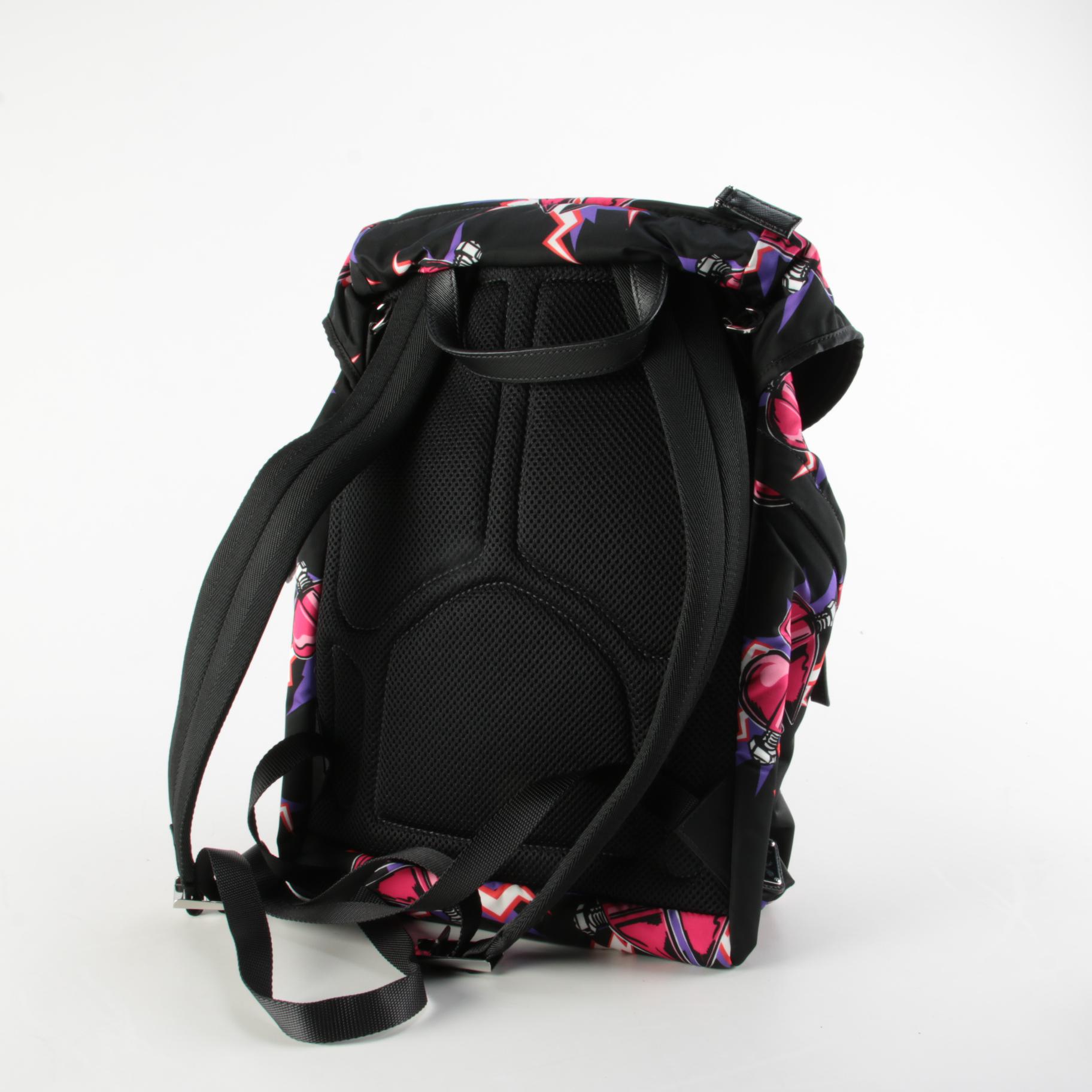 Prada x Universal Studios Frankenstein Drawstring Backpack in Printed Tessuto