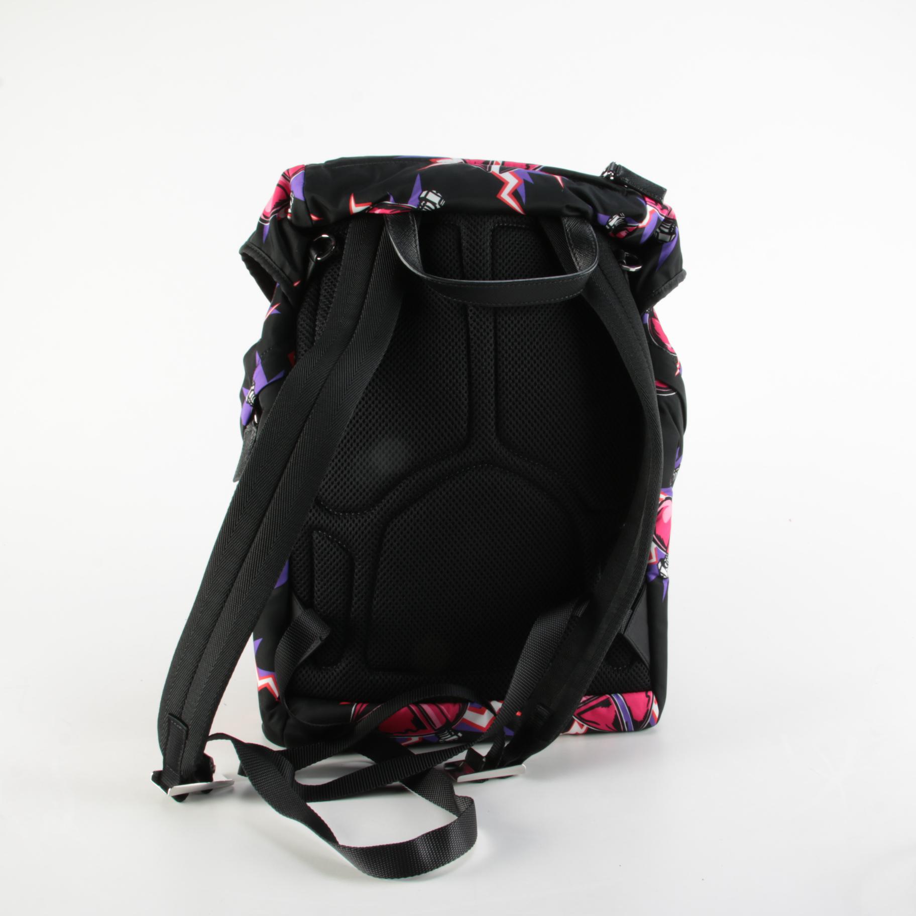 Prada x Universal Studios Frankenstein Drawstring Backpack in Printed Tessuto