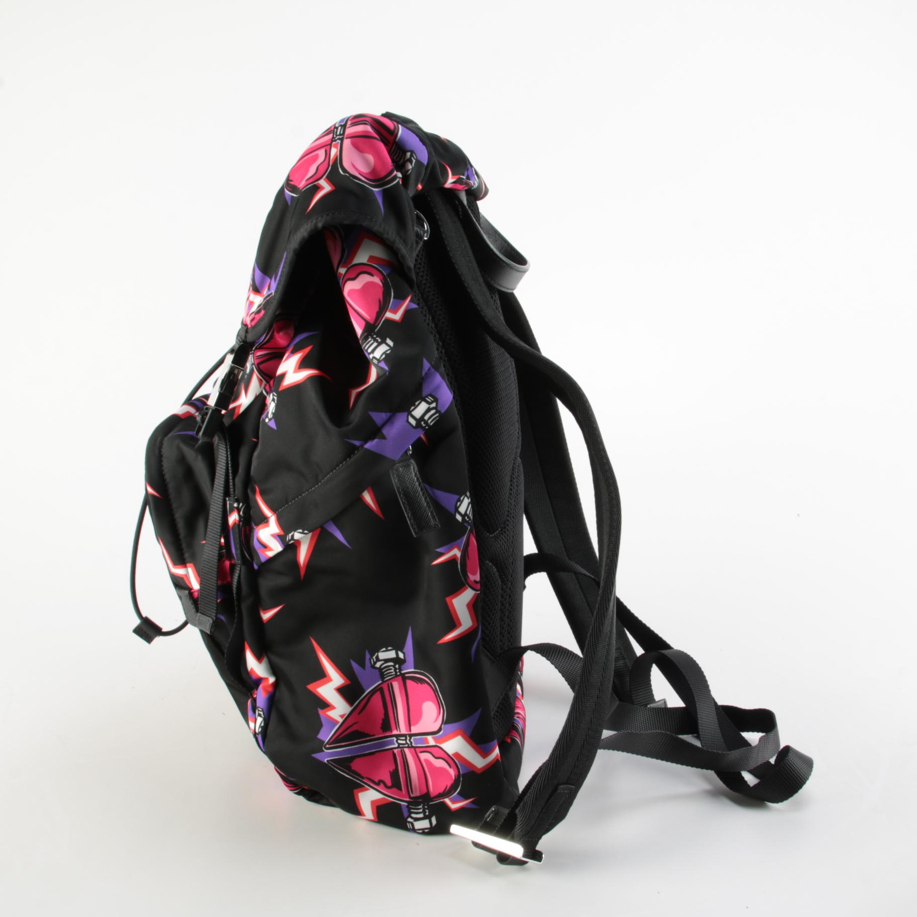 Prada x Universal Studios Frankenstein Drawstring Backpack in Printed Tessuto