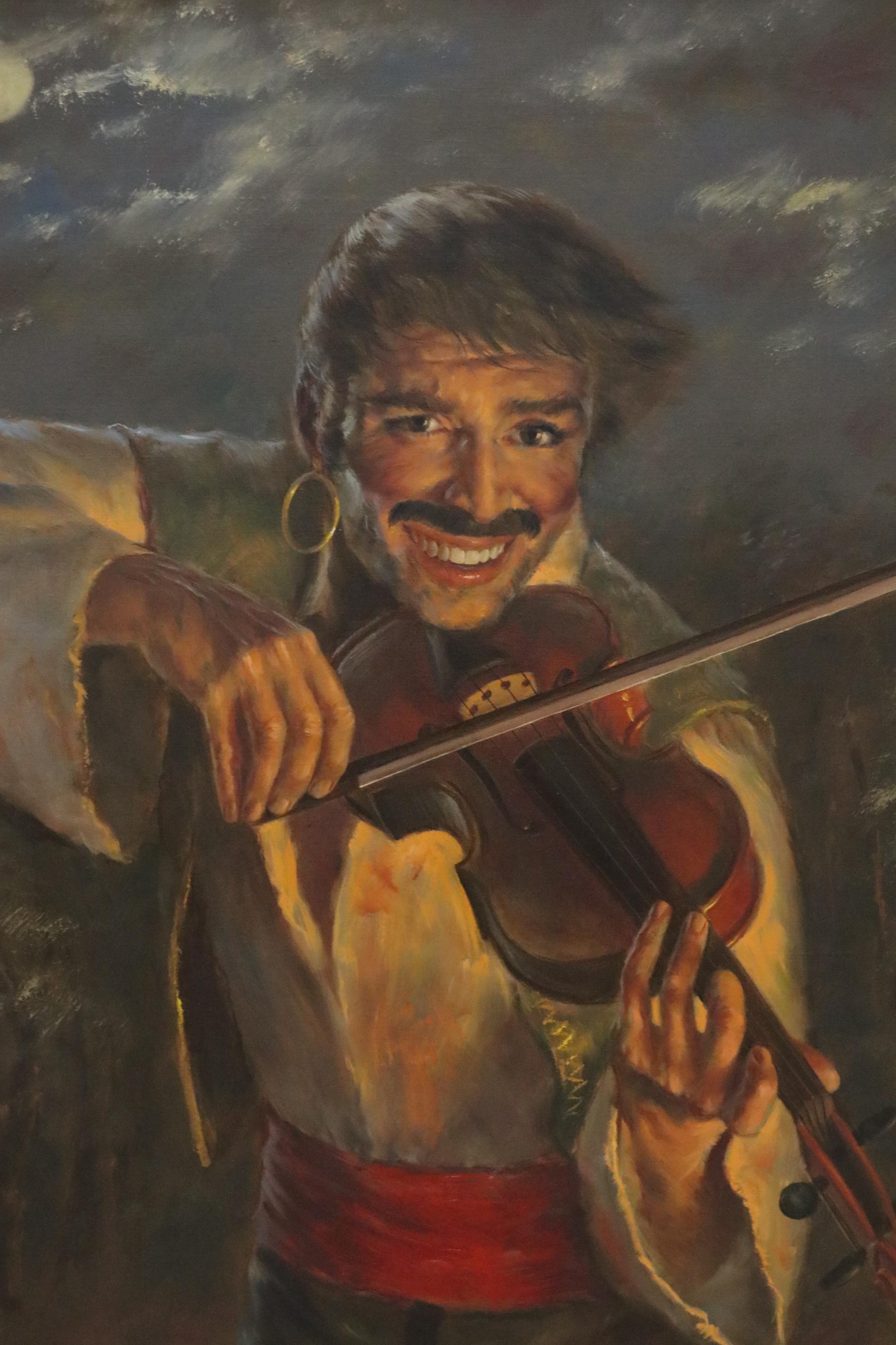 M. Laszlo Oil Painting of a Violinist, Late 20th Century