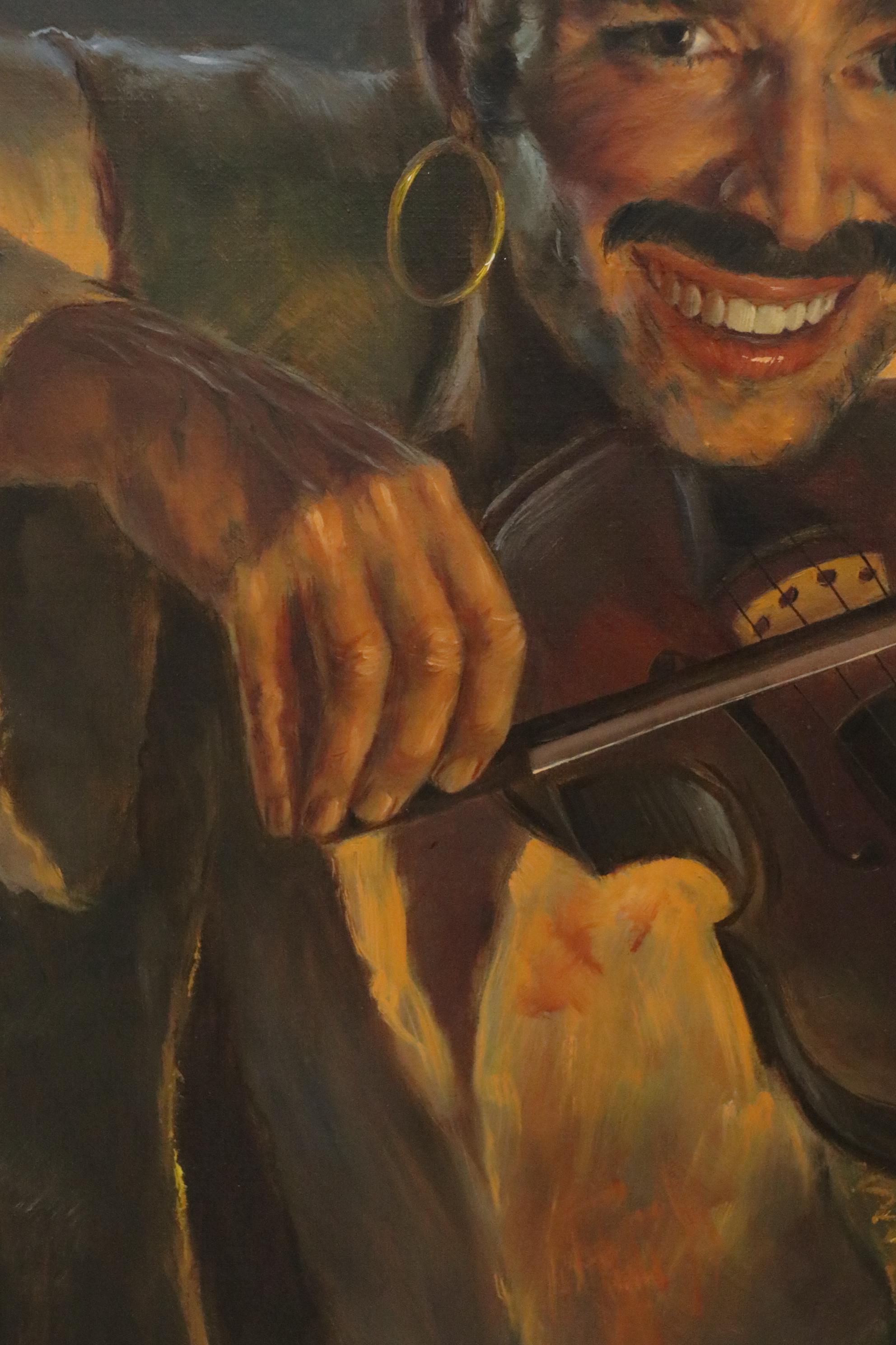 M. Laszlo Oil Painting of a Violinist, Late 20th Century