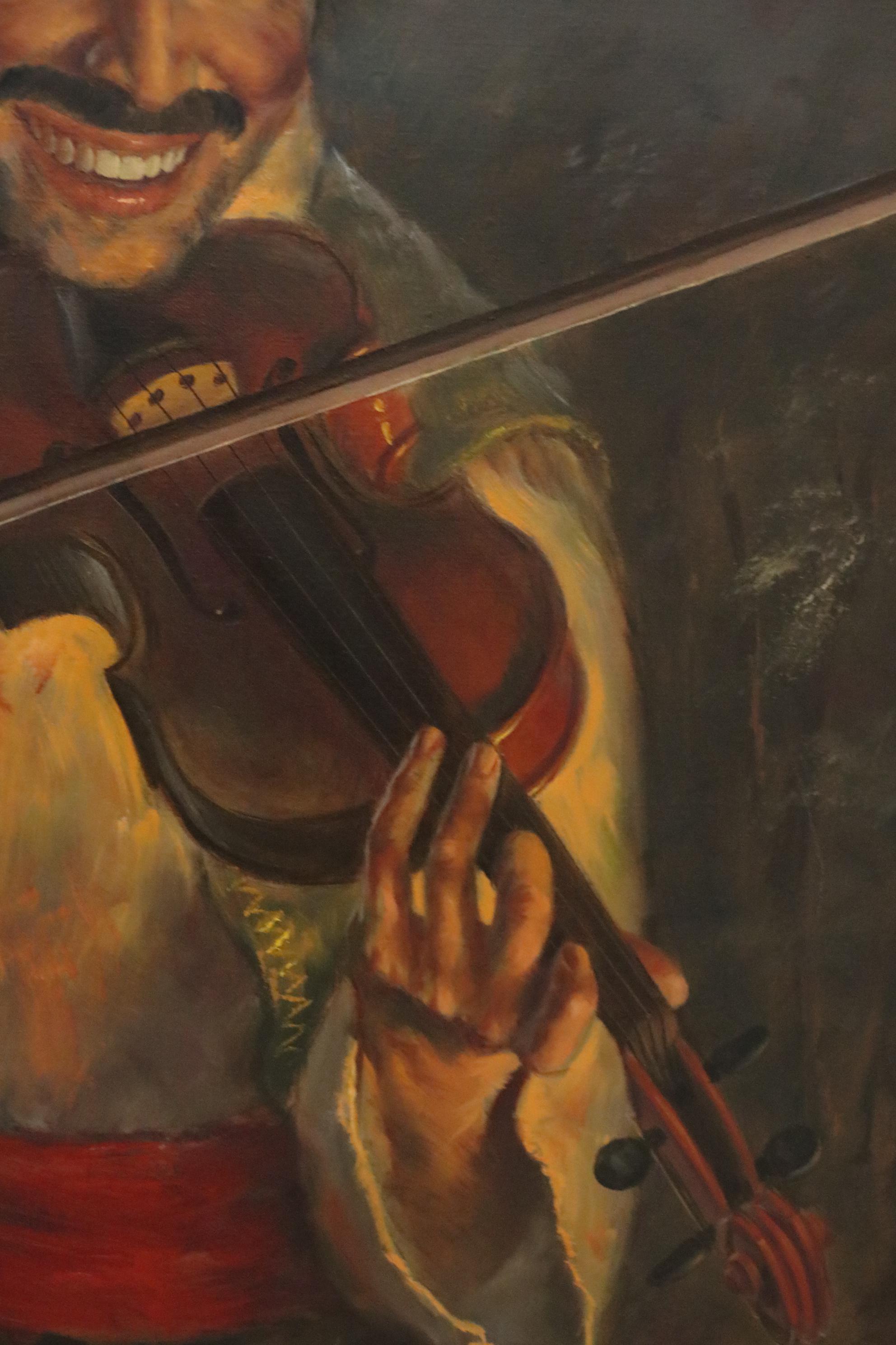 M. Laszlo Oil Painting of a Violinist, Late 20th Century