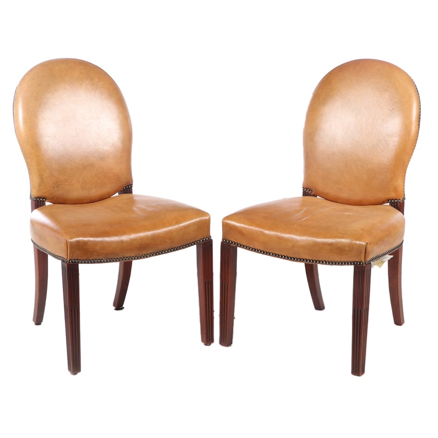 Henredon for Ralph Lauren Leather Dining Chairs with Nailhead Trim