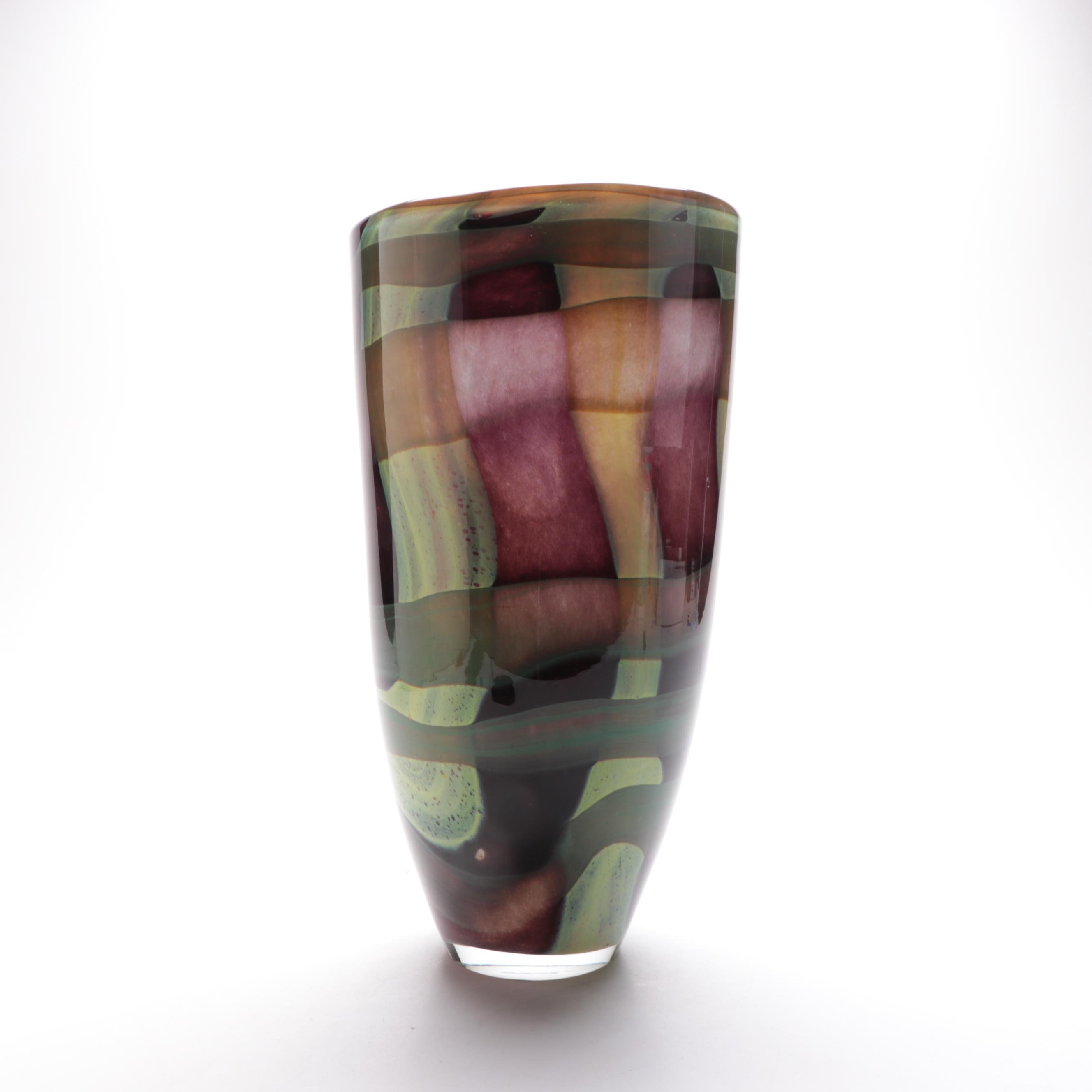 Signed Glass Nuvo Lithuanian Art Glass Vase, 21st Century