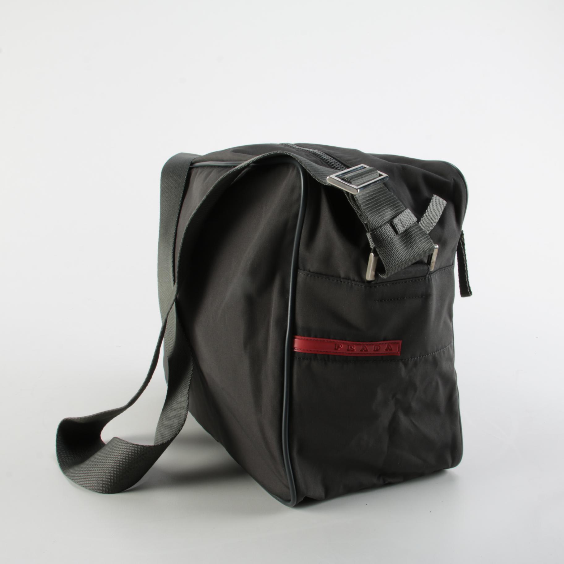 Prada Sport Linea Rossa Two-Zip Messenger Shoulder Bag in Grey Nylon