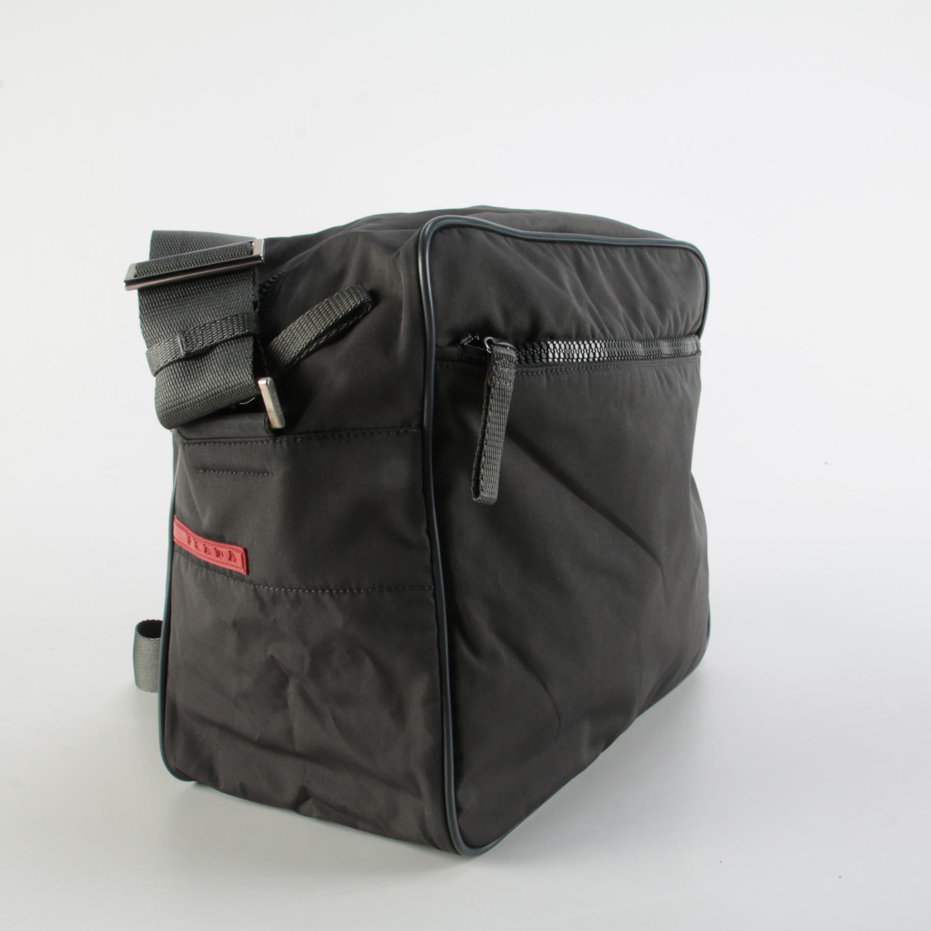 Prada Sport Linea Rossa Two-Zip Messenger Shoulder Bag in Grey Nylon