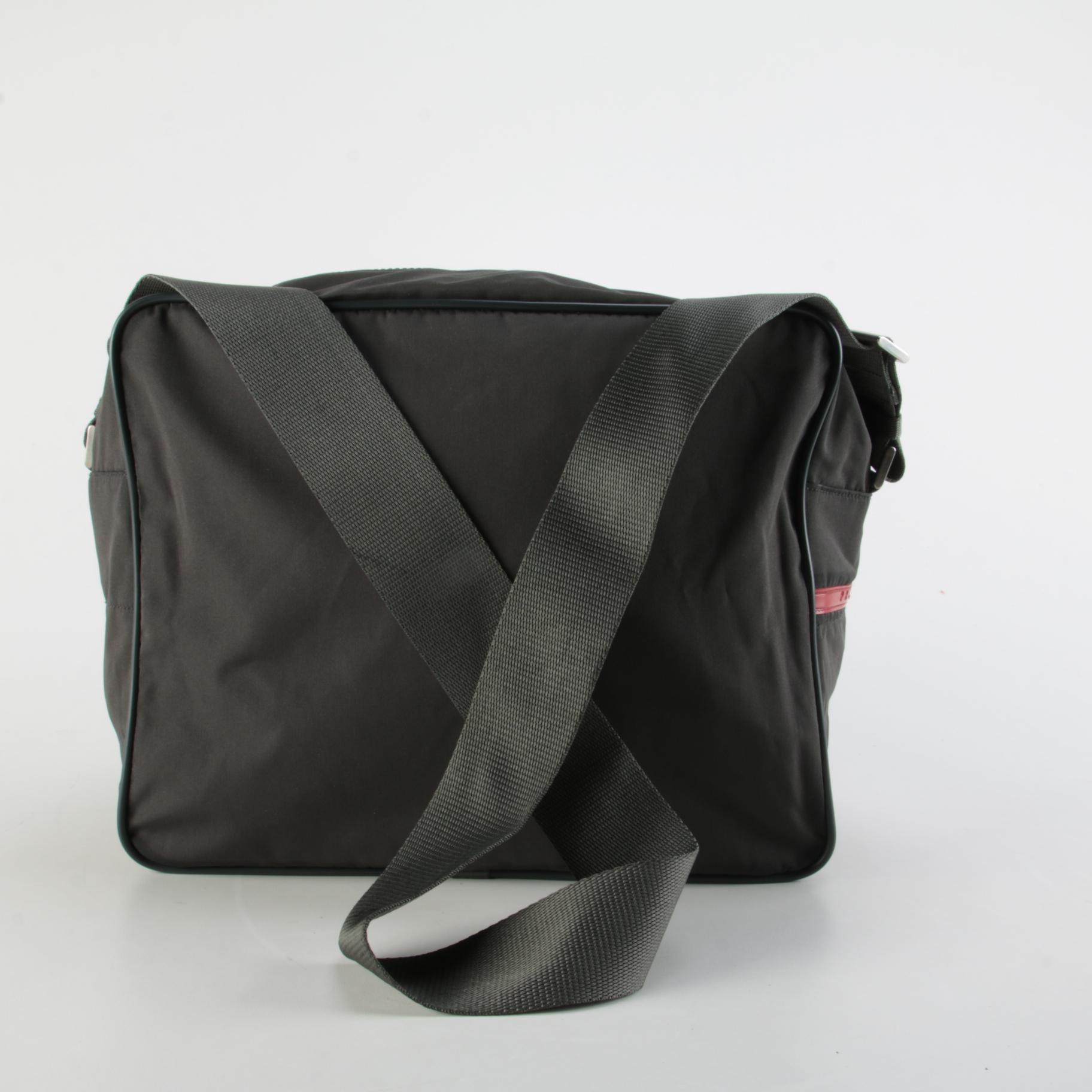 Prada Sport Linea Rossa Two-Zip Messenger Shoulder Bag in Grey Nylon