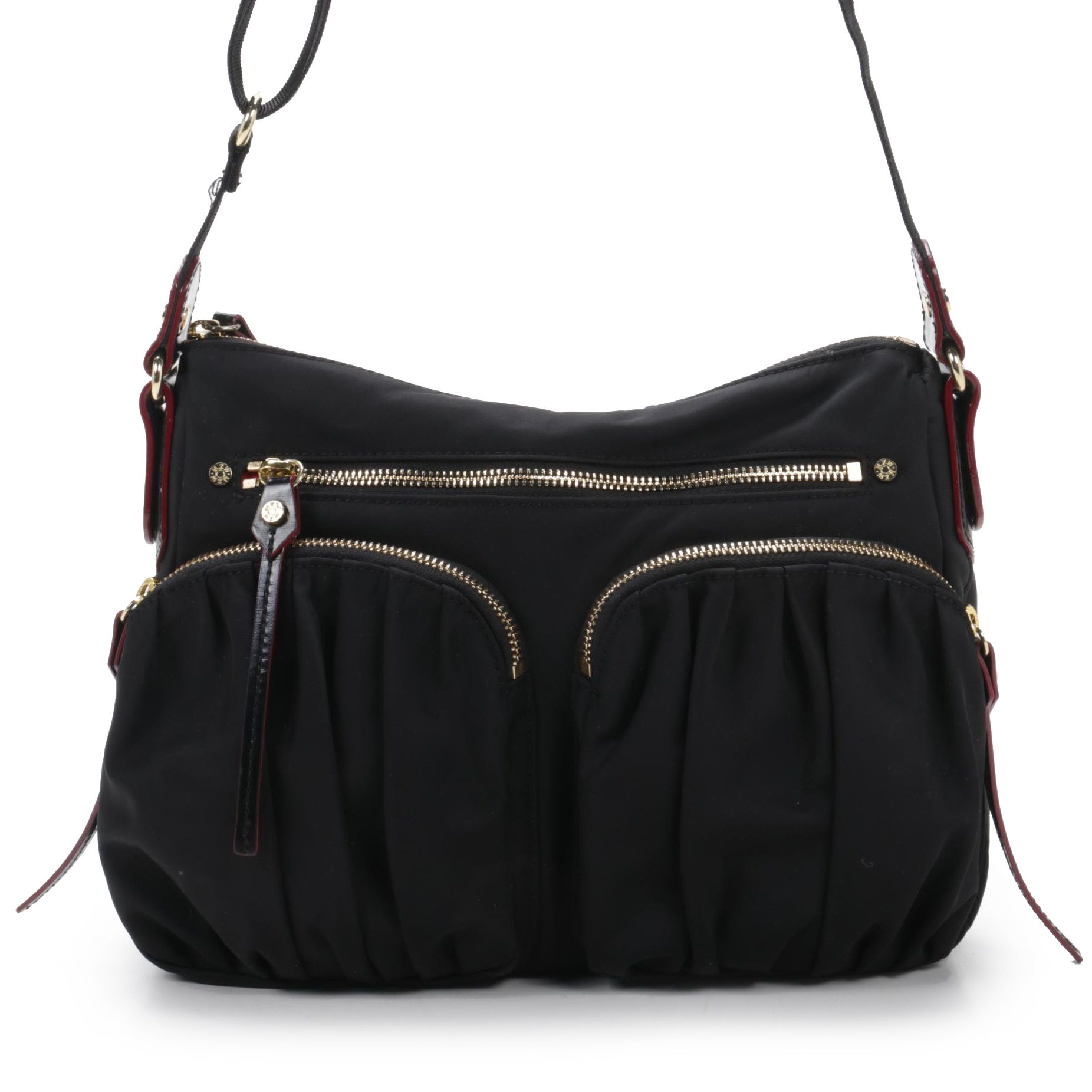 MZ Wallace Shoulder Bag in Black Nylon with Leather Trim