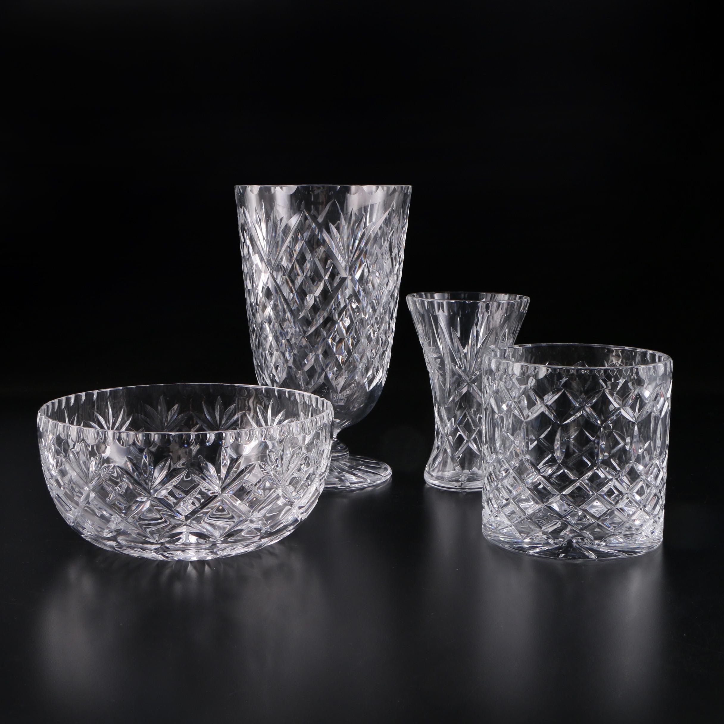 Royal Doulton Crystal Bowl and Other Crystal Vases