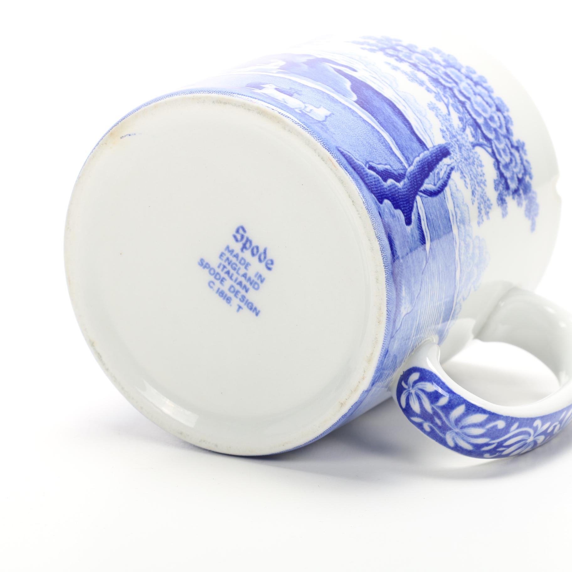 Spode "Blue Italian" Porcelain Mugs, Late 20th Century