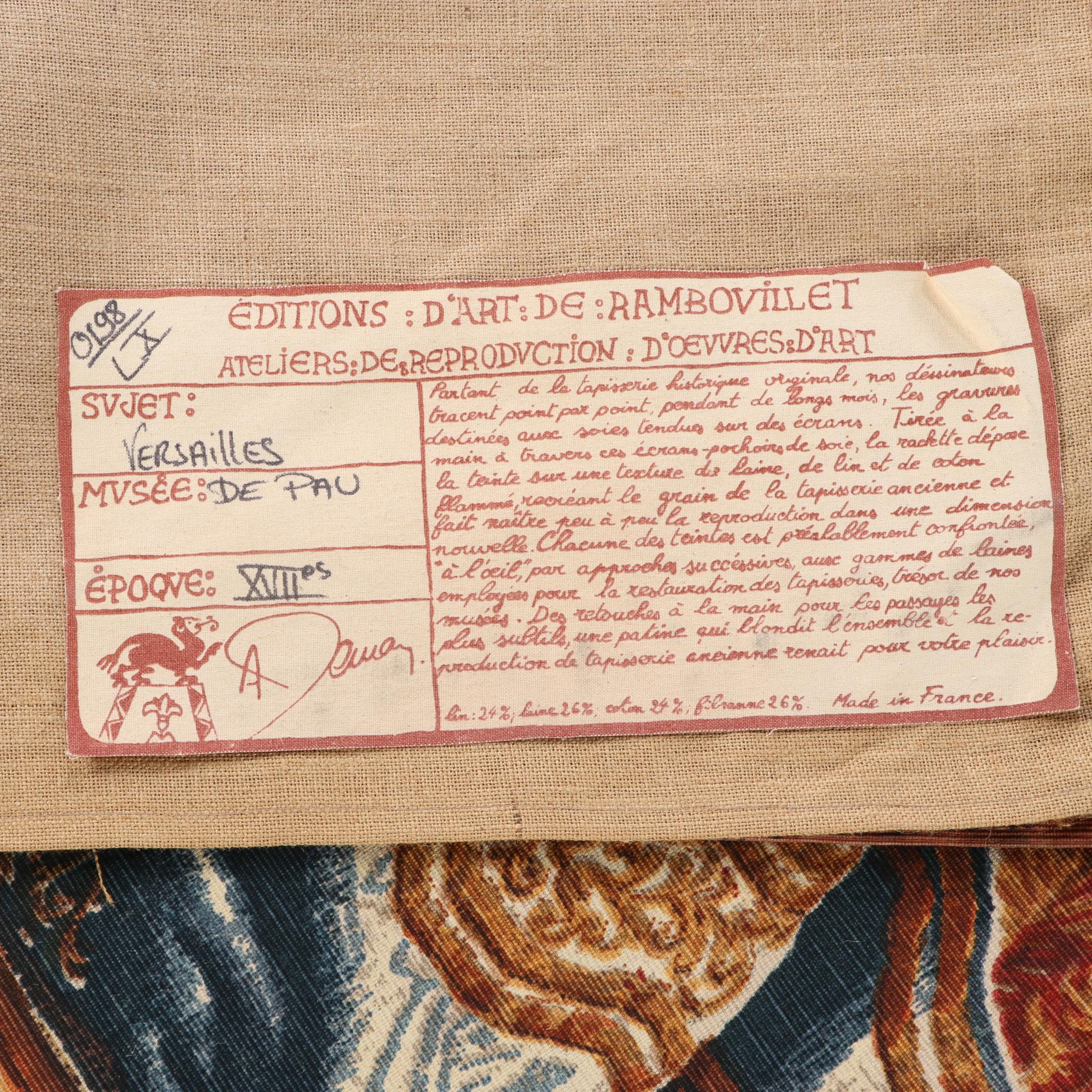 Editions d'Art de Rambouillet Printed Reproduction Tapestry after "Versailles"