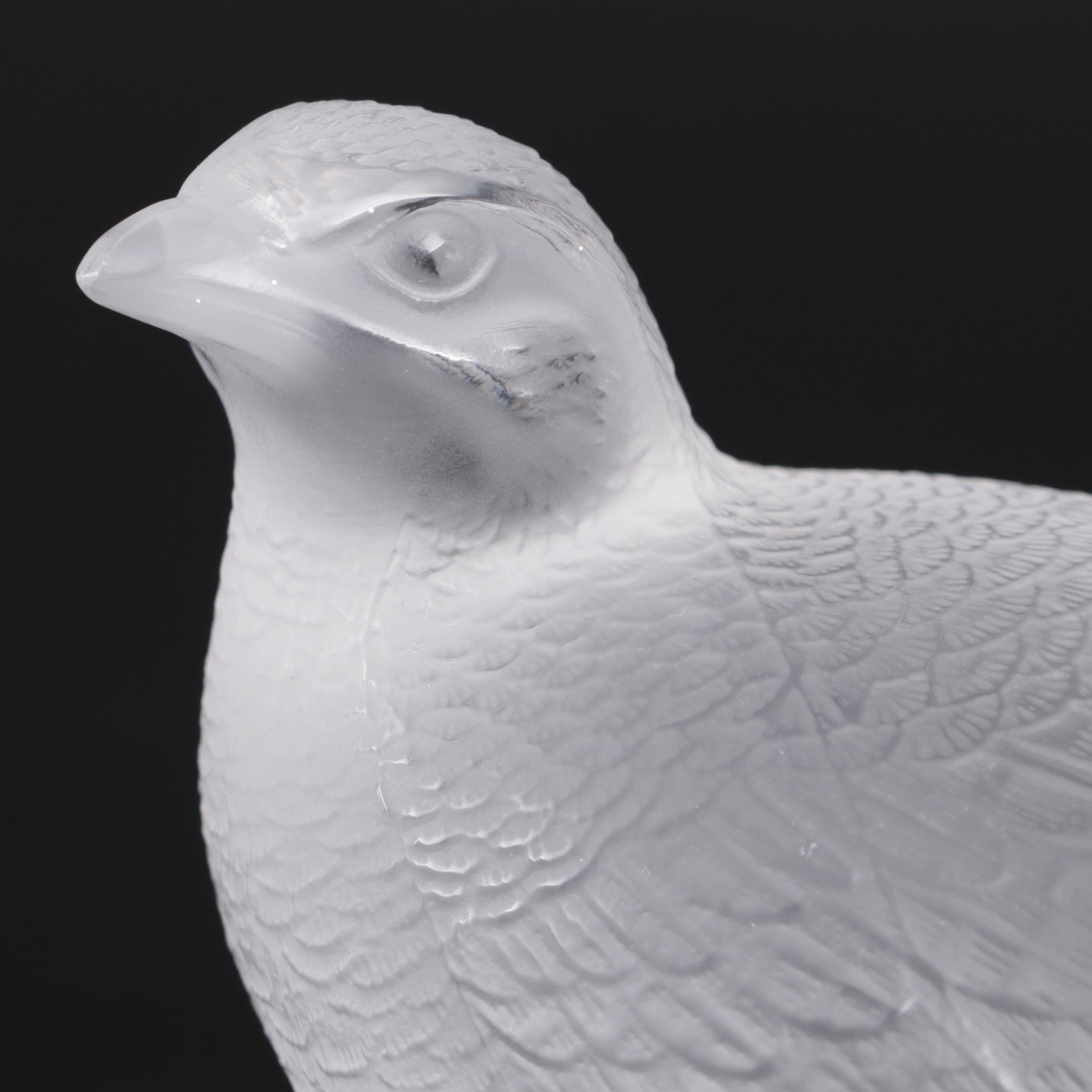 Lalique Frosted Crystal Quail Figurine