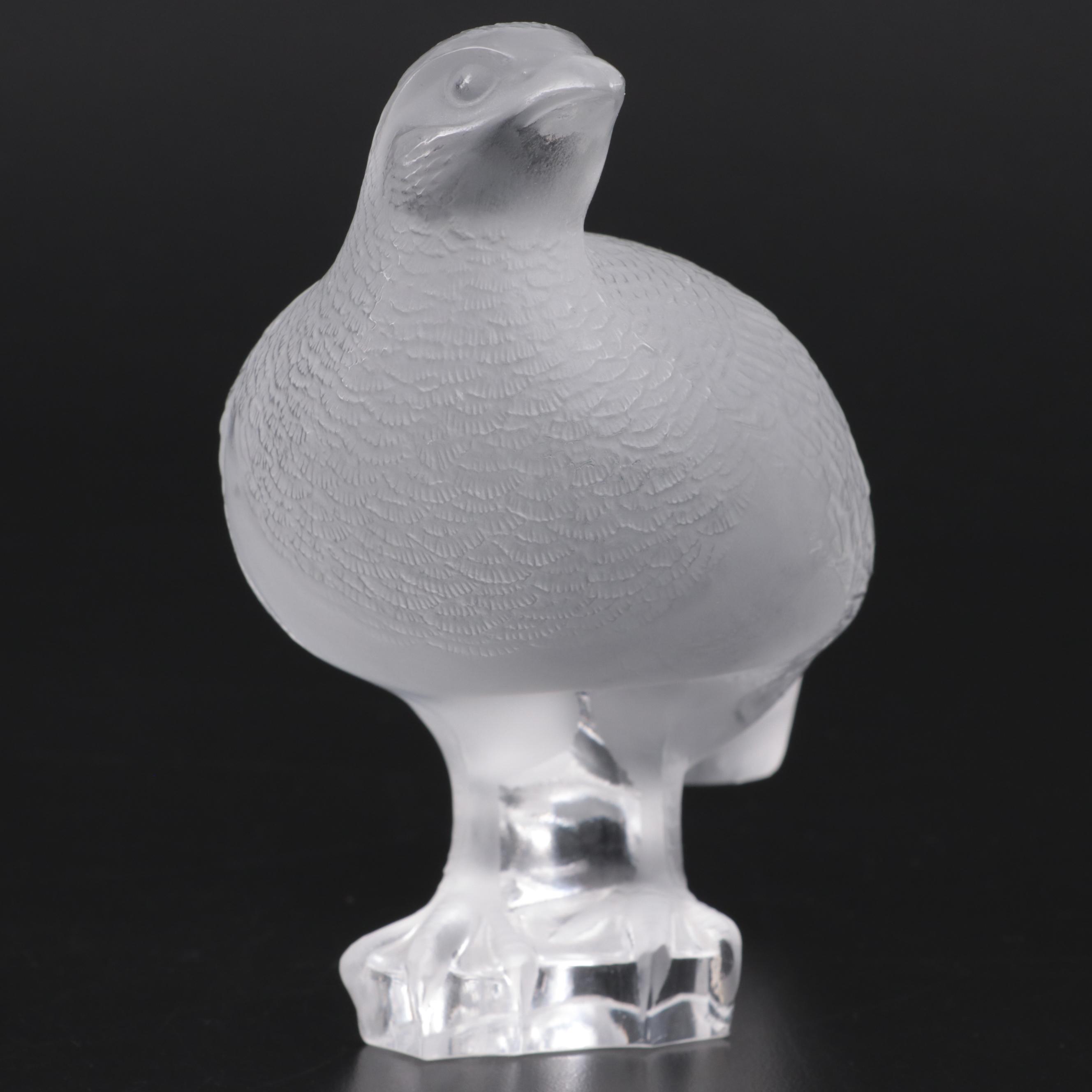 Lalique Frosted Crystal Quail Figurine