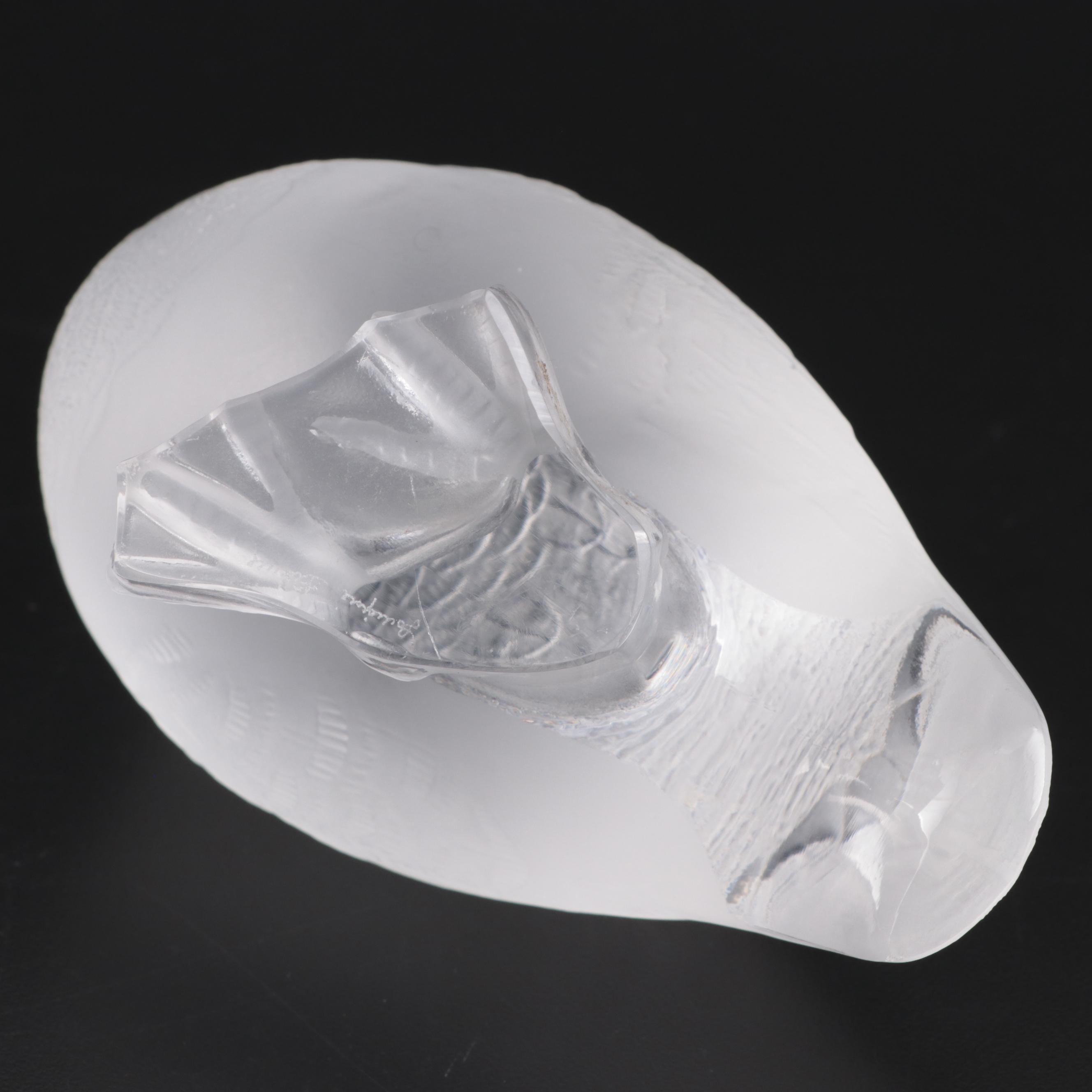 Lalique Frosted Crystal Quail Figurine