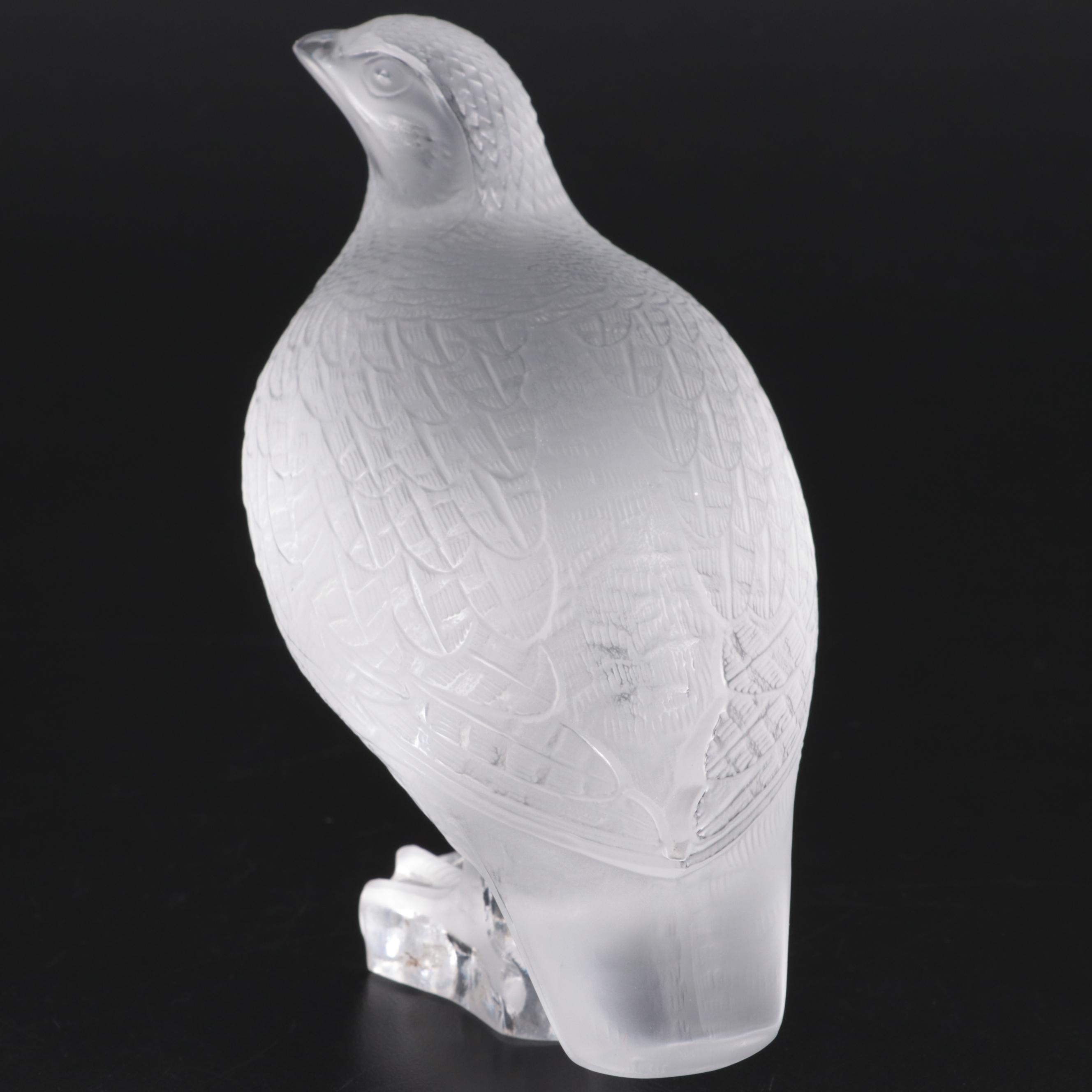 Lalique Frosted Crystal Quail Figurine