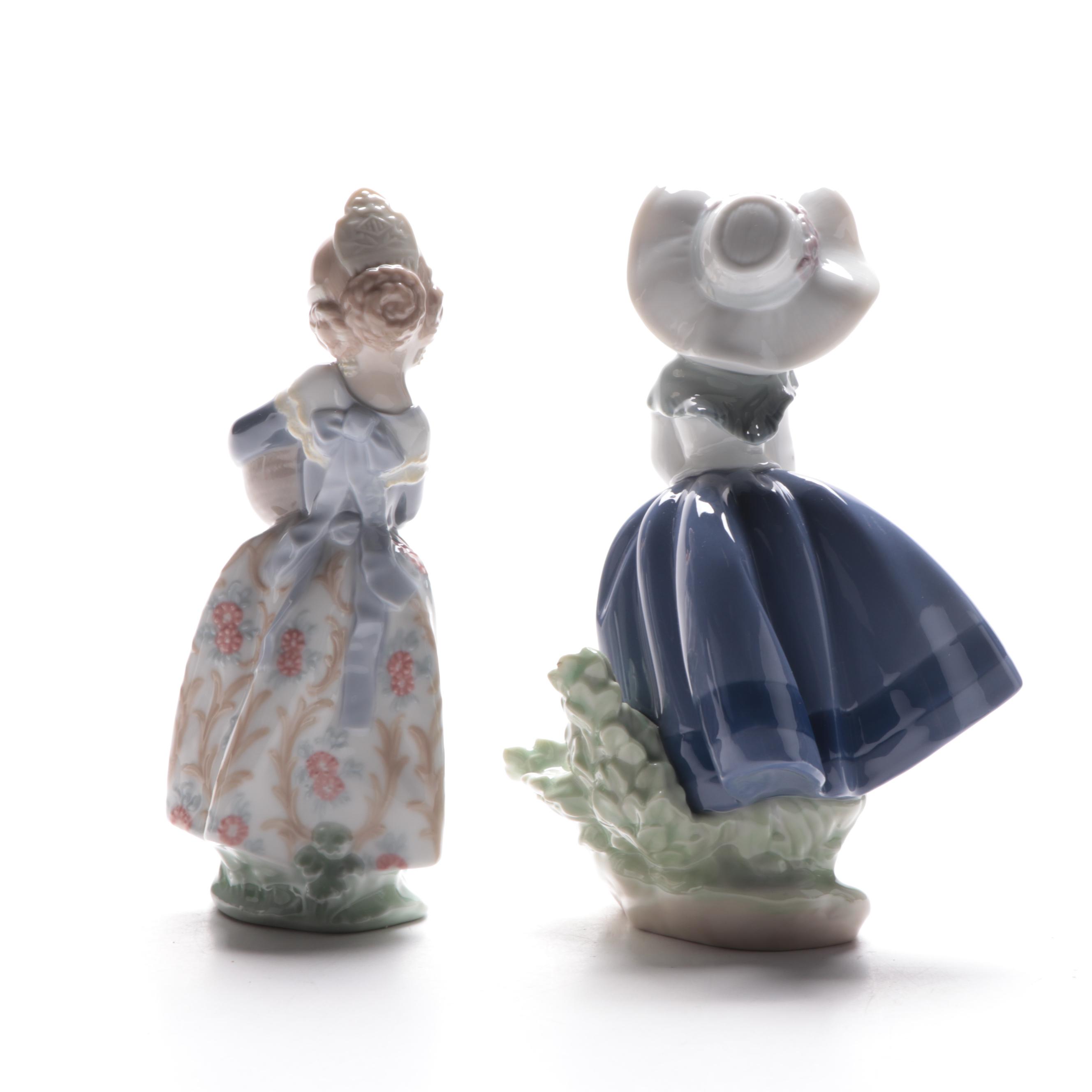 Lladró "Pretty Pickings" and "Valencian Girl" Porcelain Figurines