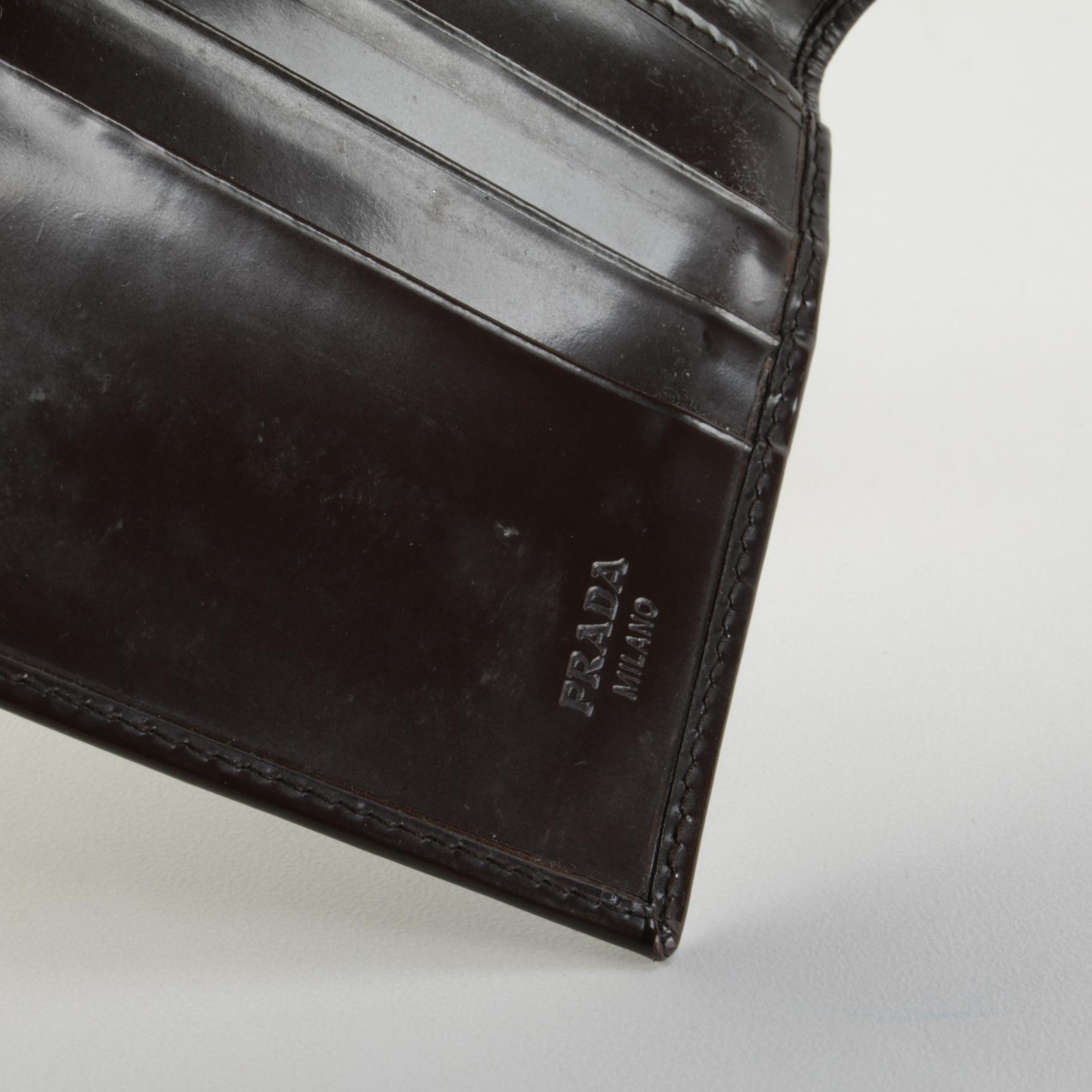 Prada Bifold Flap Wallet in Brown Spazzolato Leather