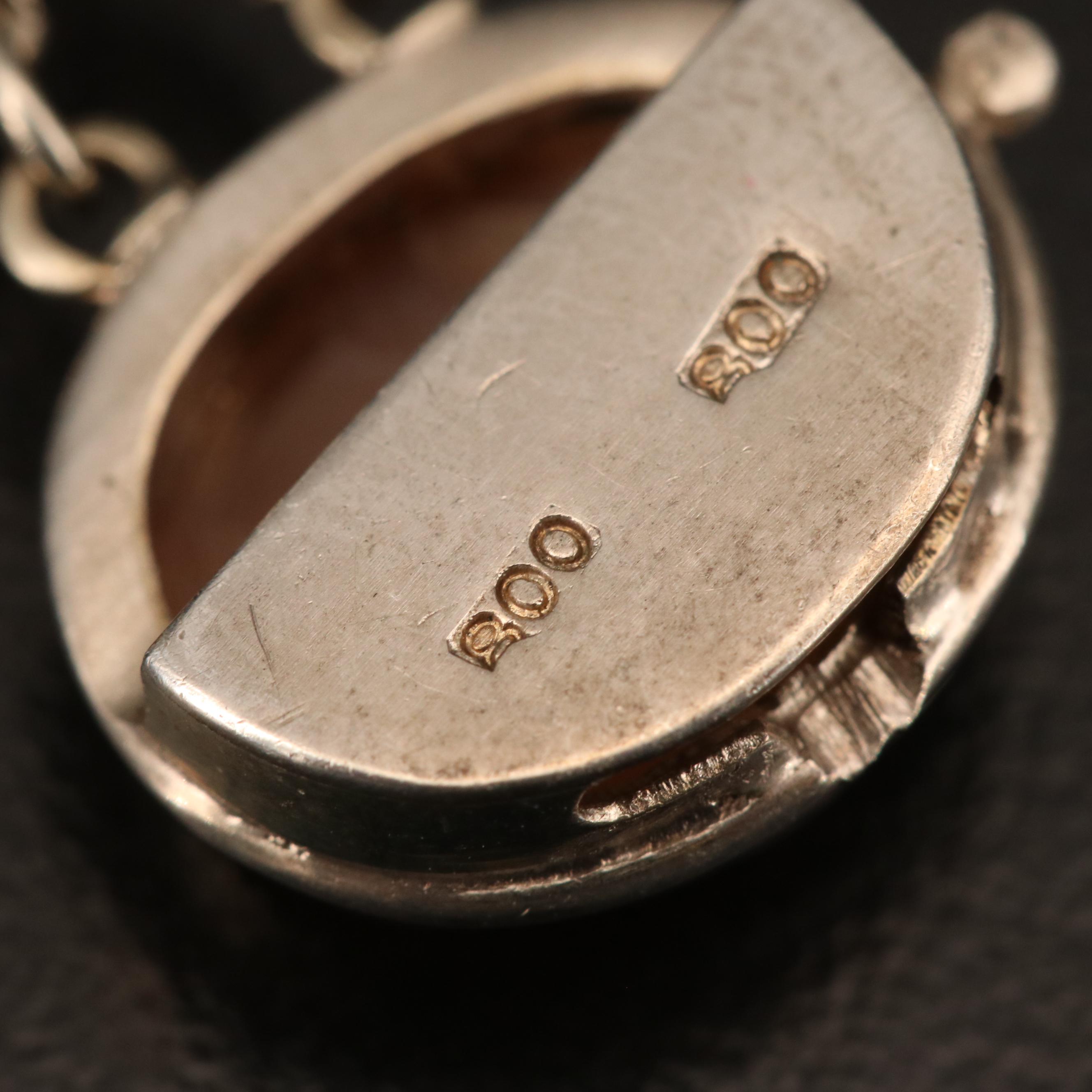 Vintage 800 Silver Shell Cameo Bracelet