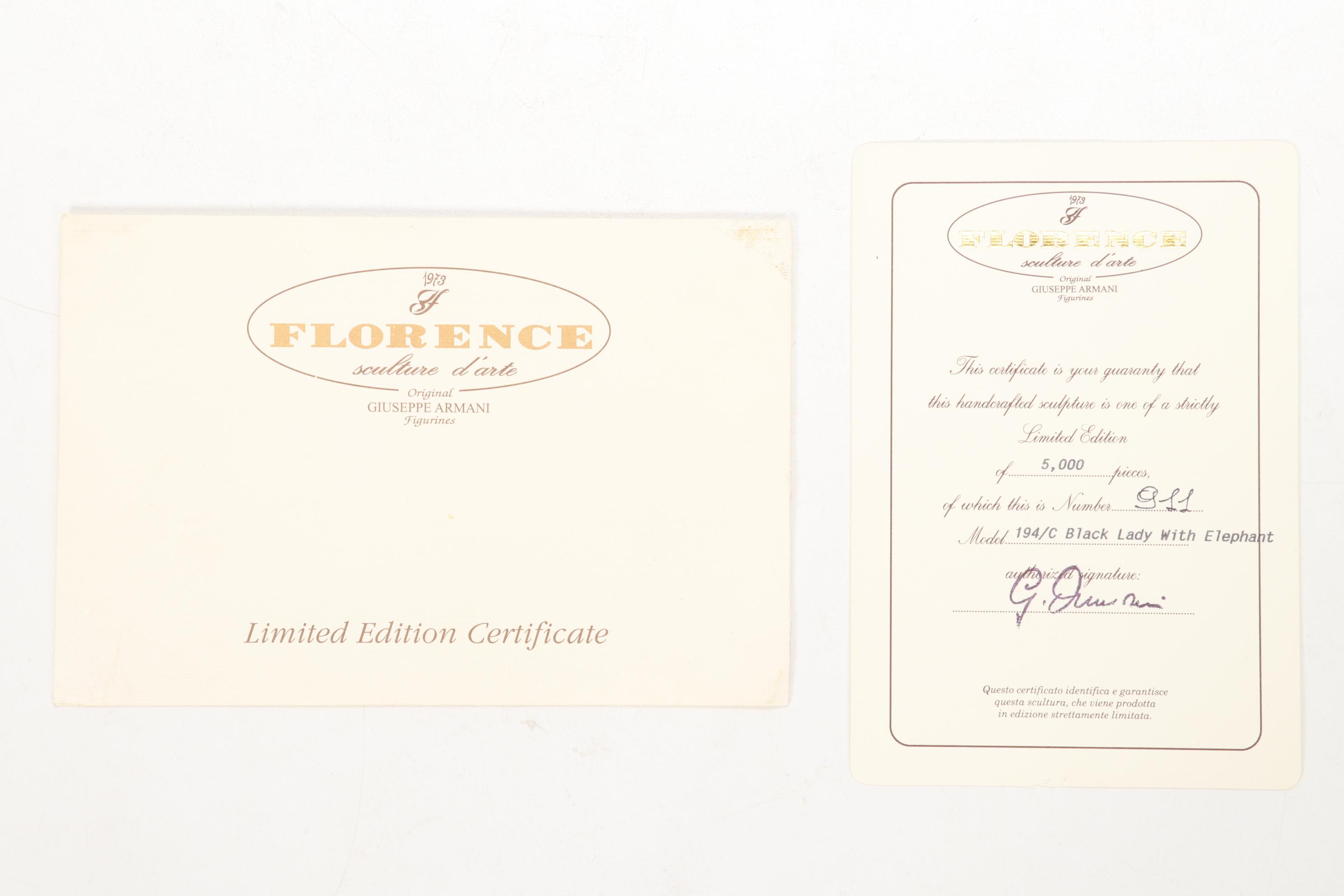 Giuseppe Armani Limited Edition "Black Lady with Elephant" Porcelain Figure