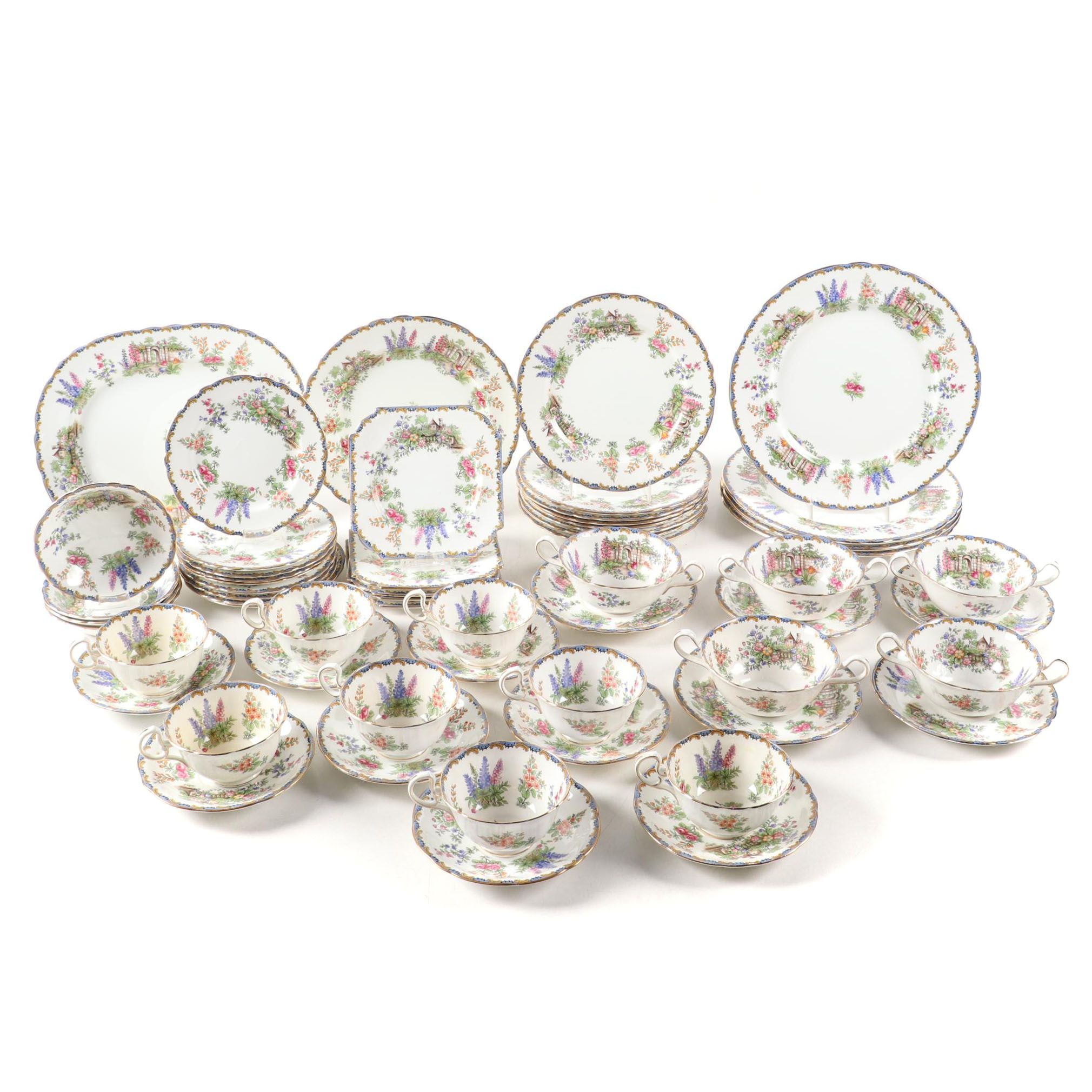 Aynsley "Garden Gate" Porcelain Dinnerware, Mid to Late 20th C.