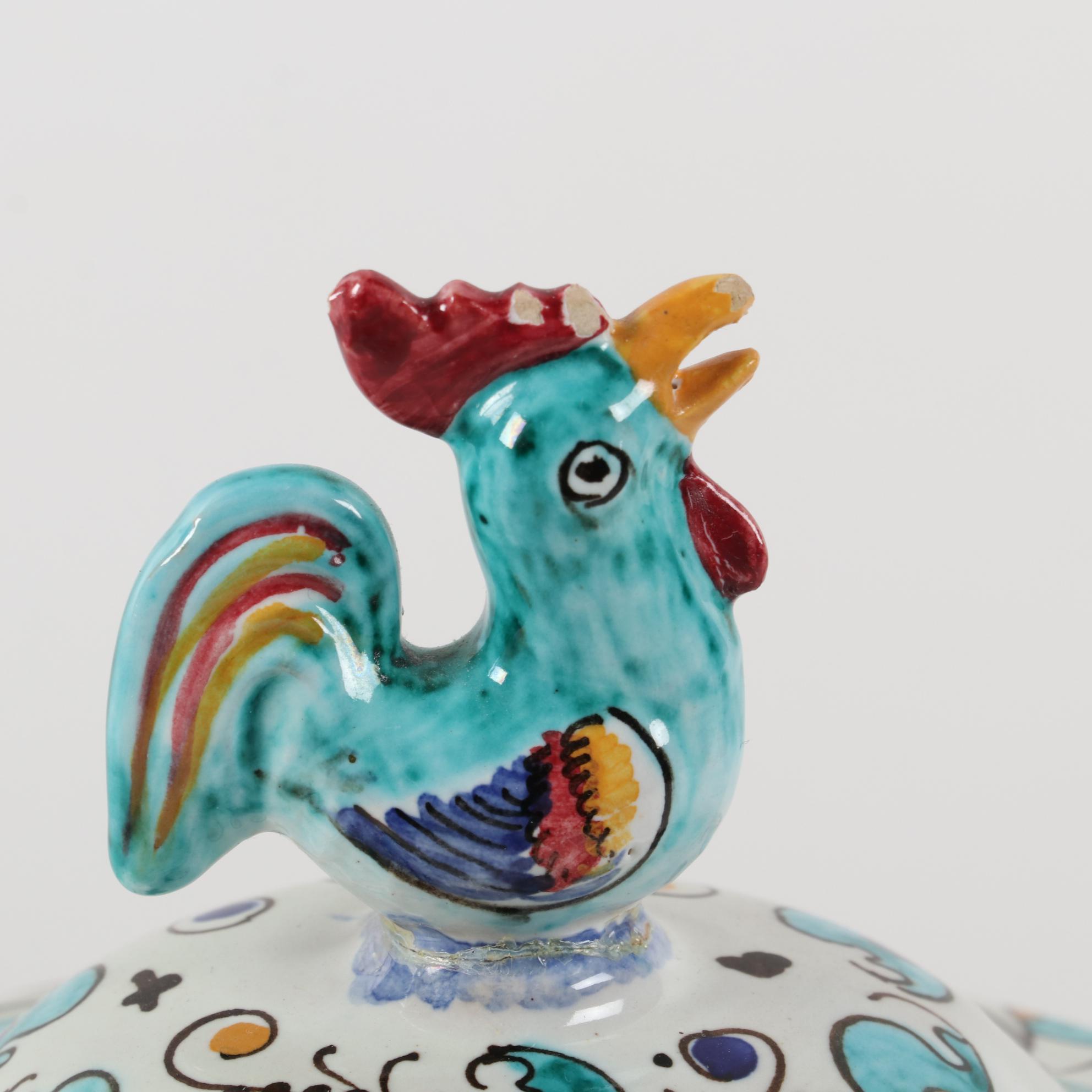 Cama Deruta Italian Hand-Painted "Green Rooster" Tableware
