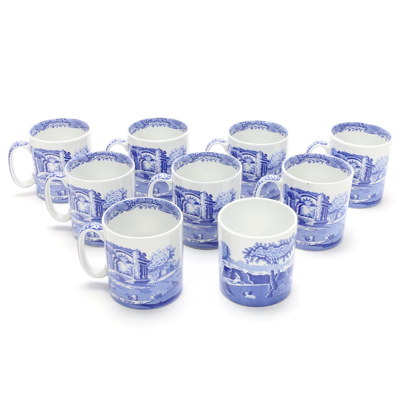 Spode "Blue Italian" Porcelain Mugs, Late 20th Century
