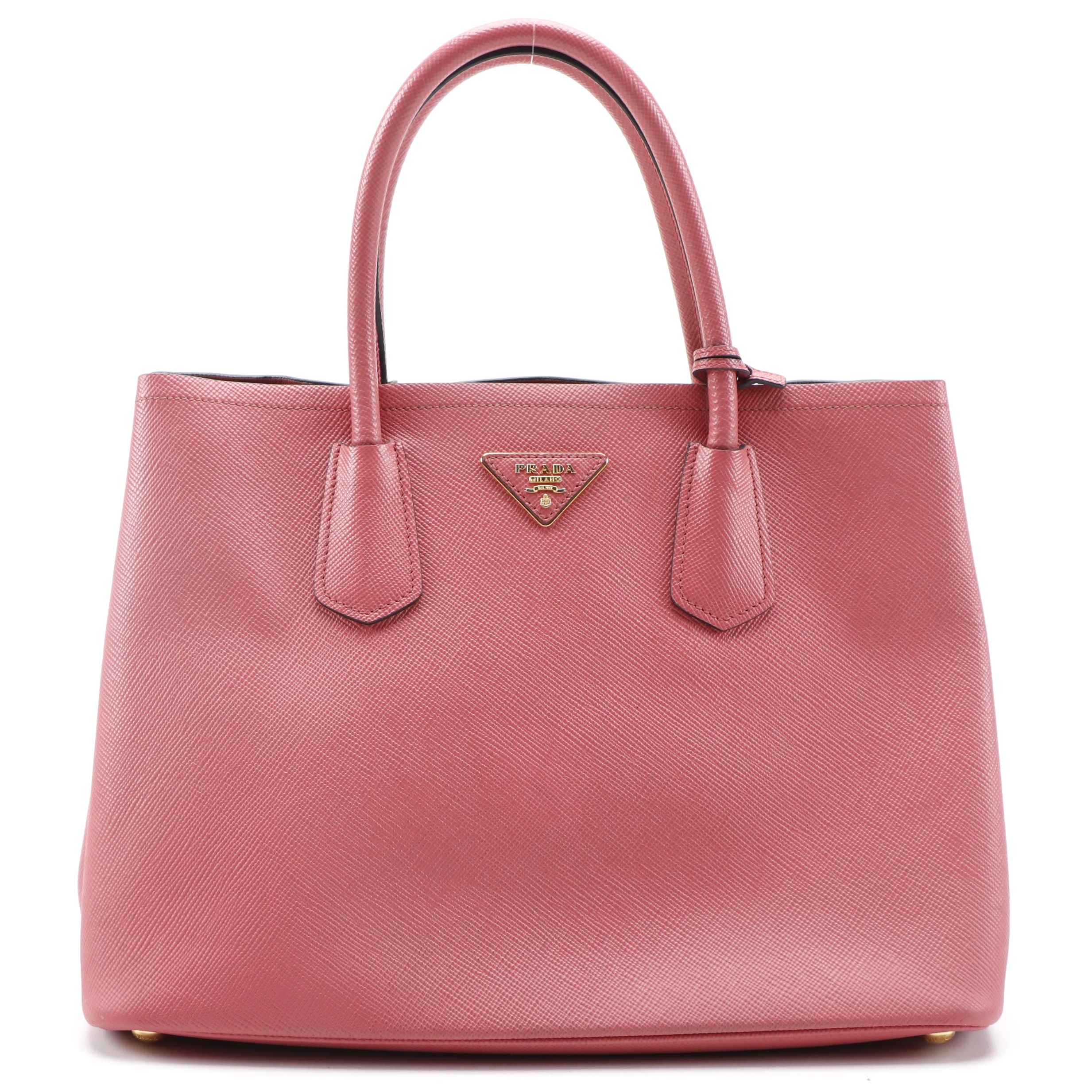 Prada Pink Saffiano Leather Two-Way Tote