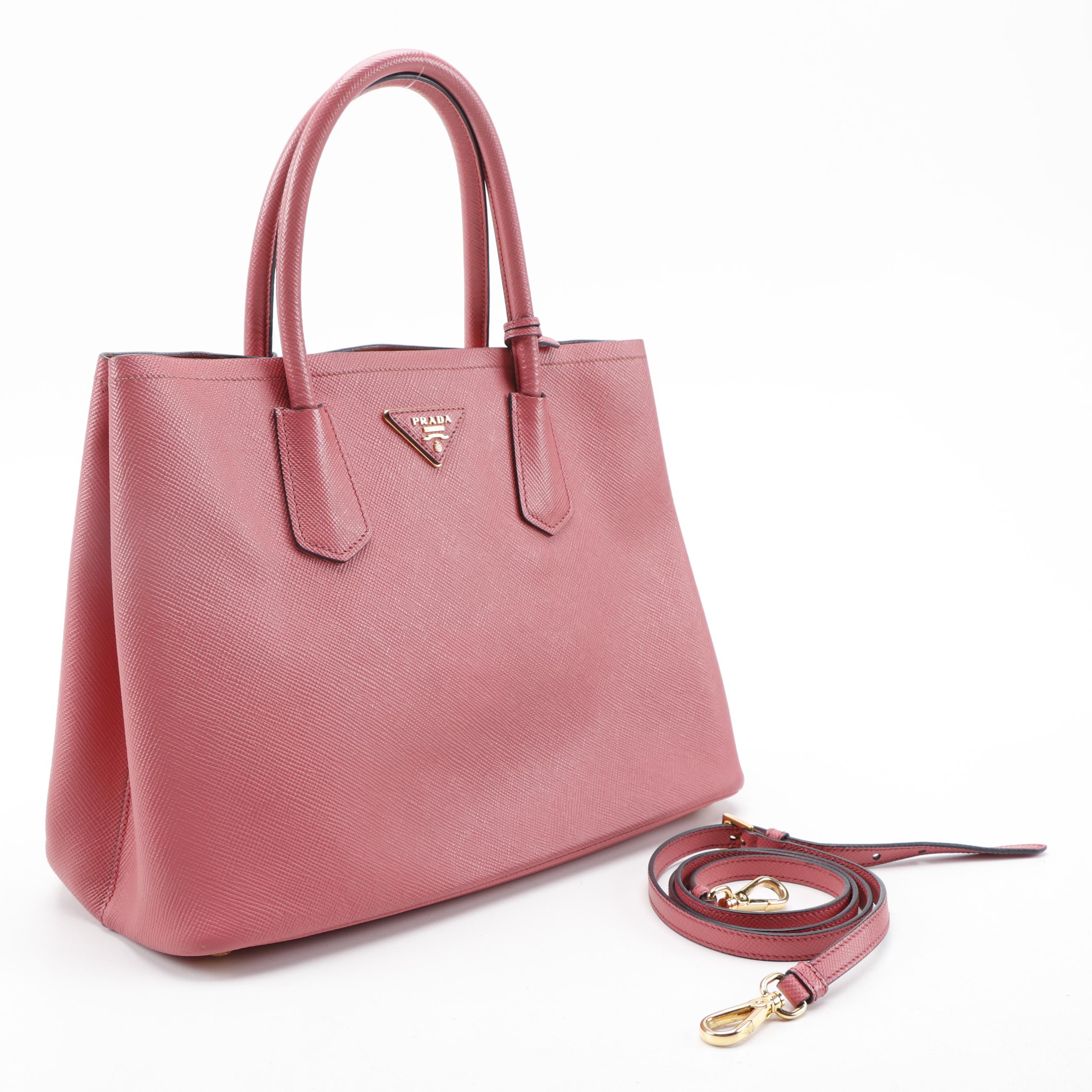 Prada Pink Saffiano Leather Two-Way Tote