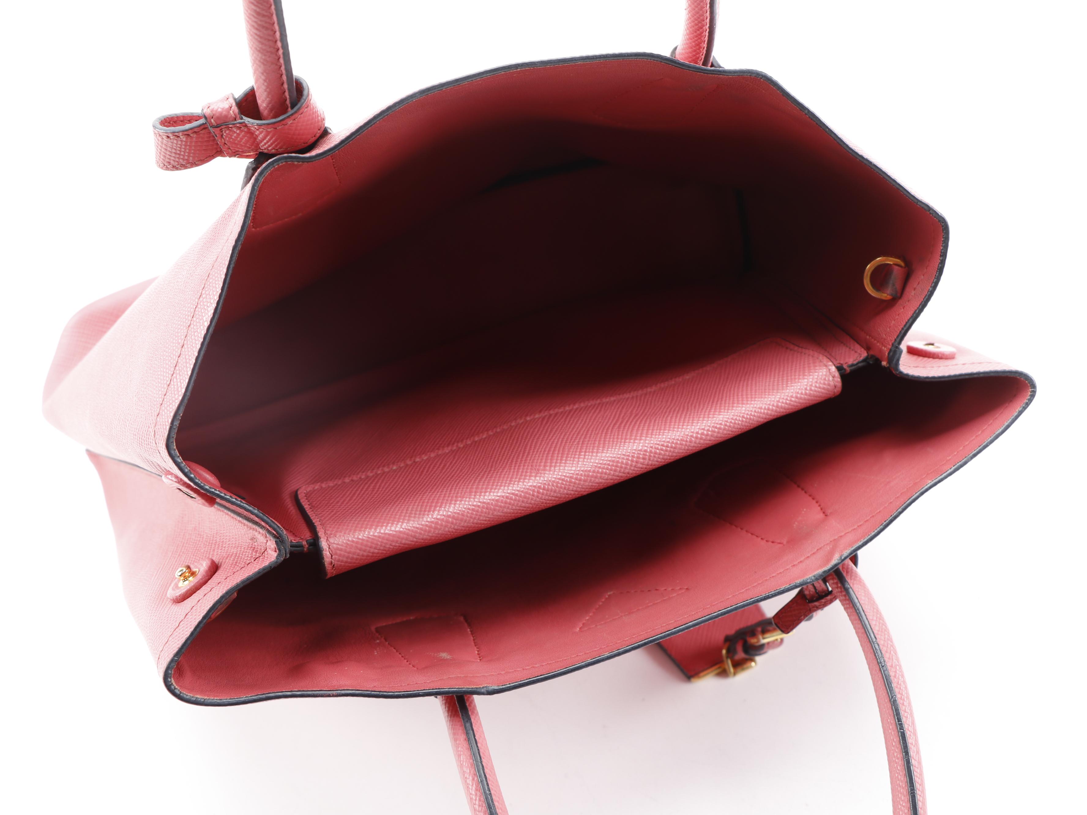 Prada Pink Saffiano Leather Two-Way Tote