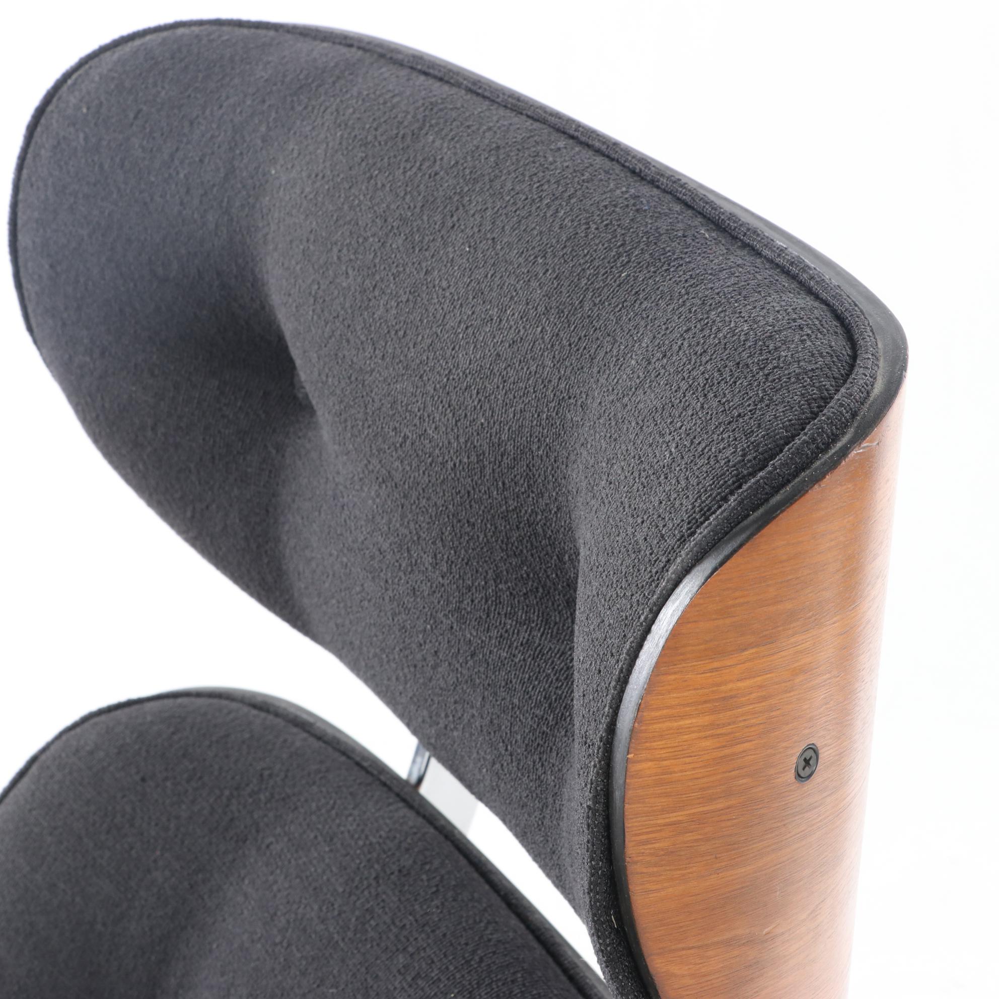 Eames Style Laminated Walnut Lounge Chair and Ottoman