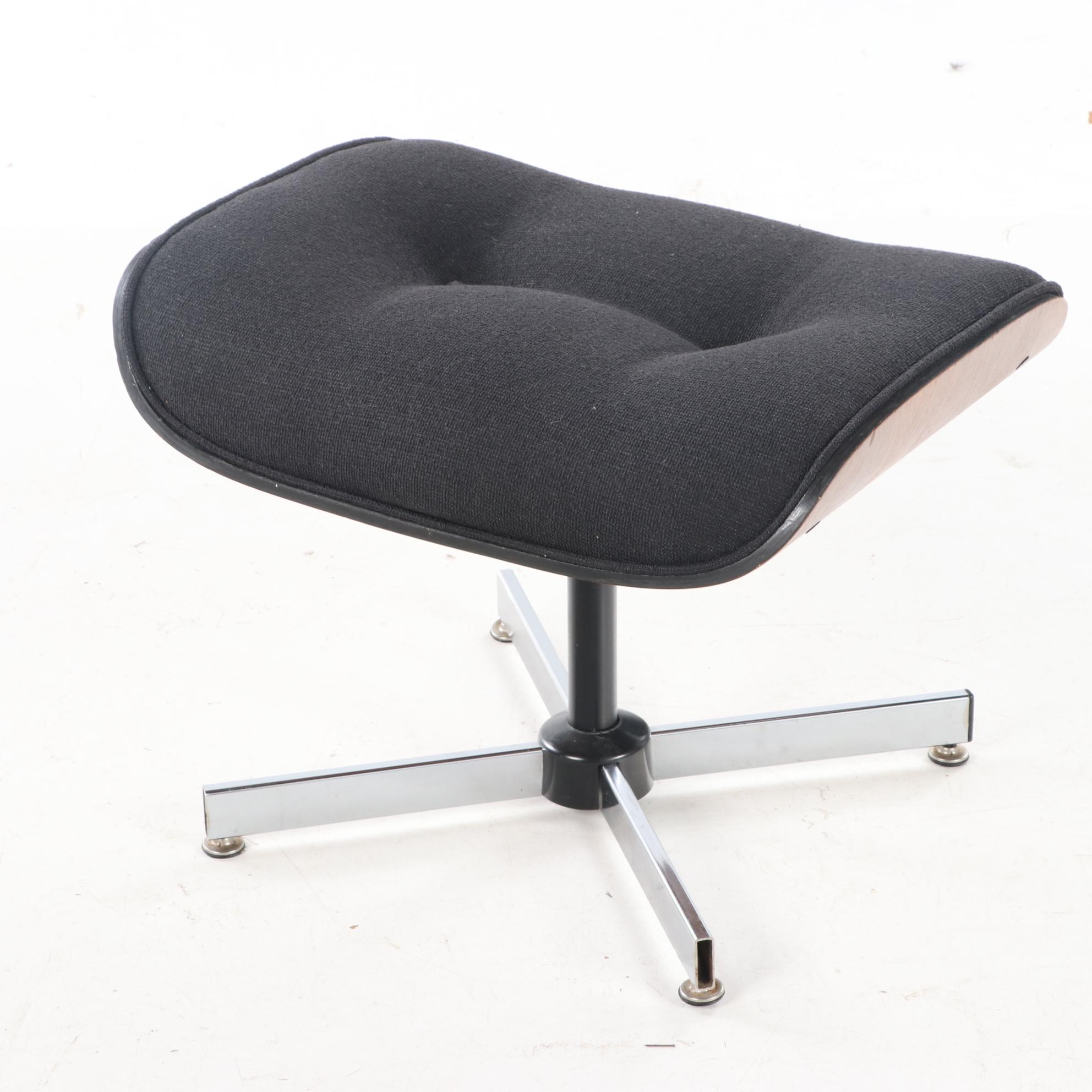 Eames Style Laminated Walnut Lounge Chair and Ottoman