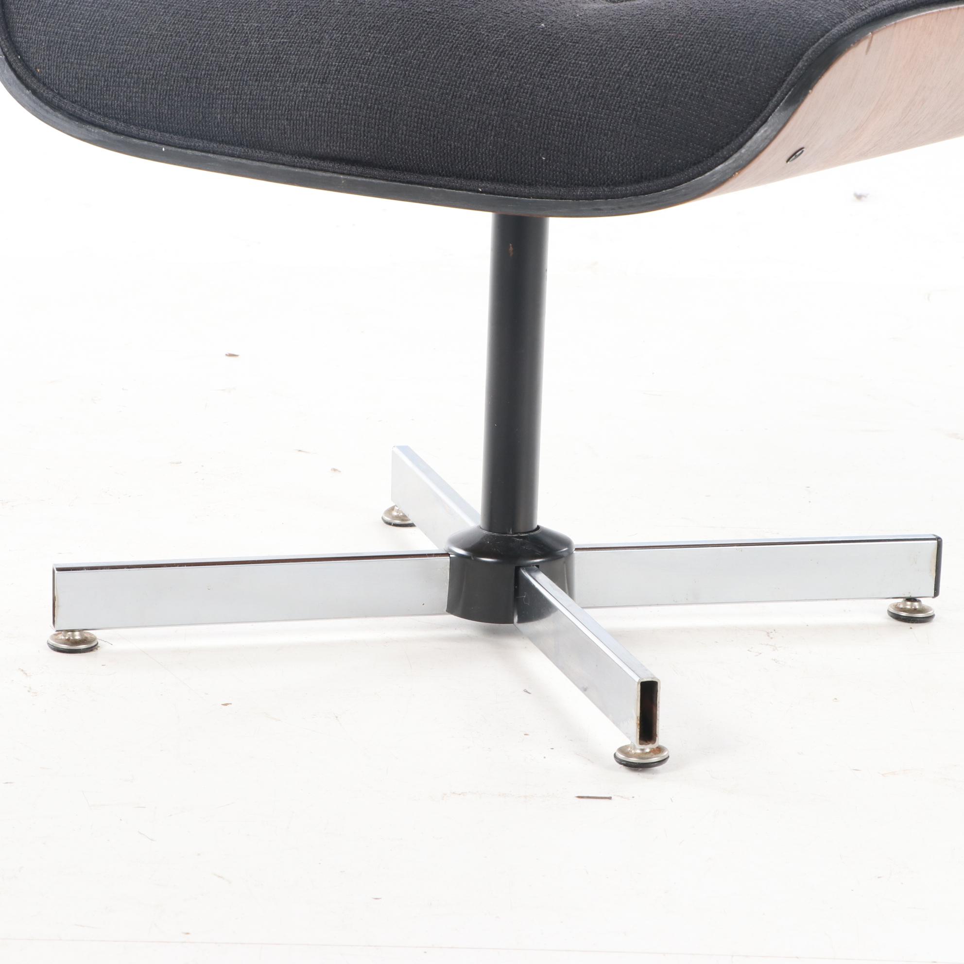 Eames Style Laminated Walnut Lounge Chair and Ottoman