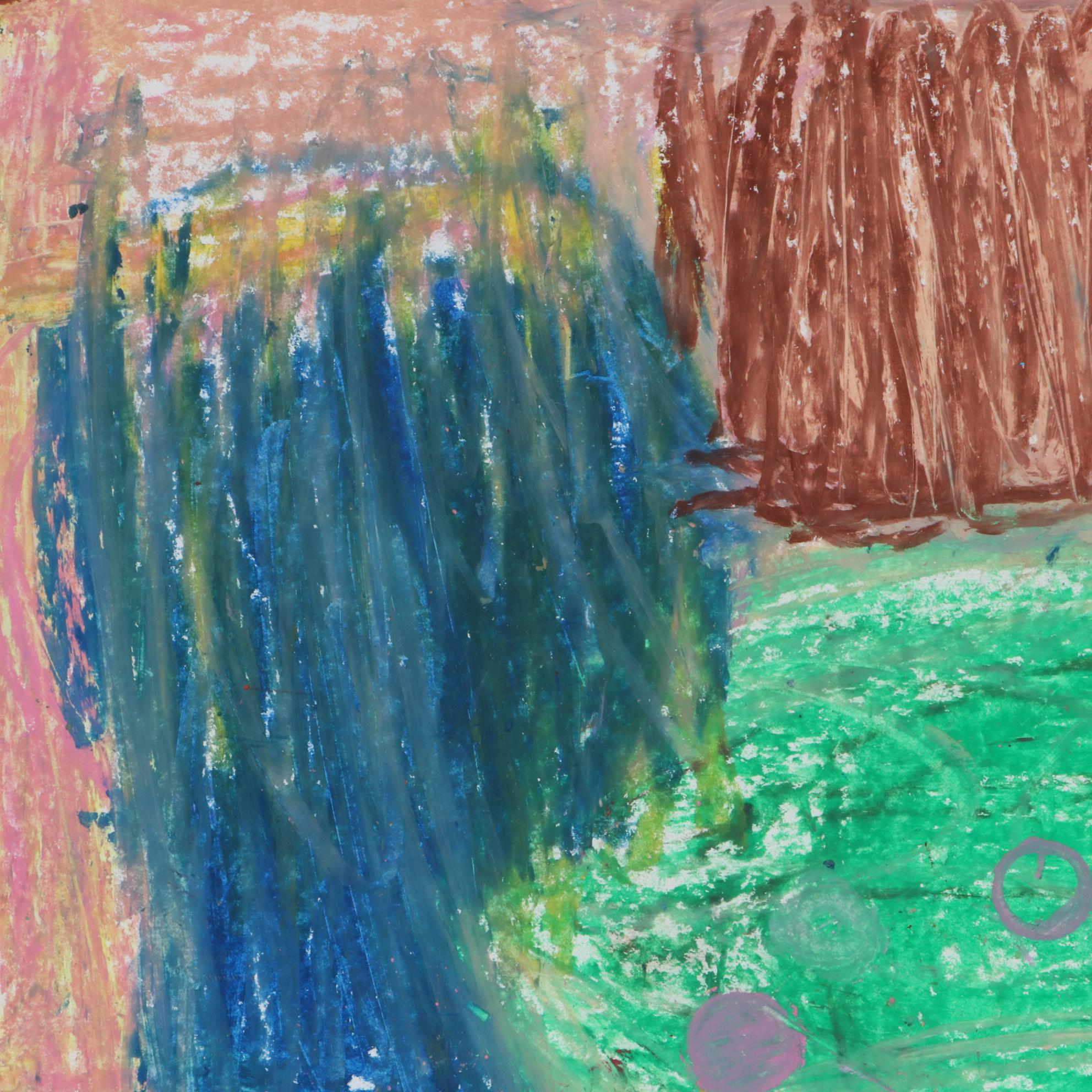 Sarah Harris Oil Pastel Drawing of Abstract Composition, 21st Century